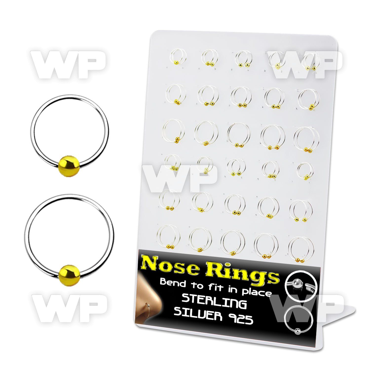 4auxms display w silver 925 nose ring s out ball 0 6mm an nose piercing