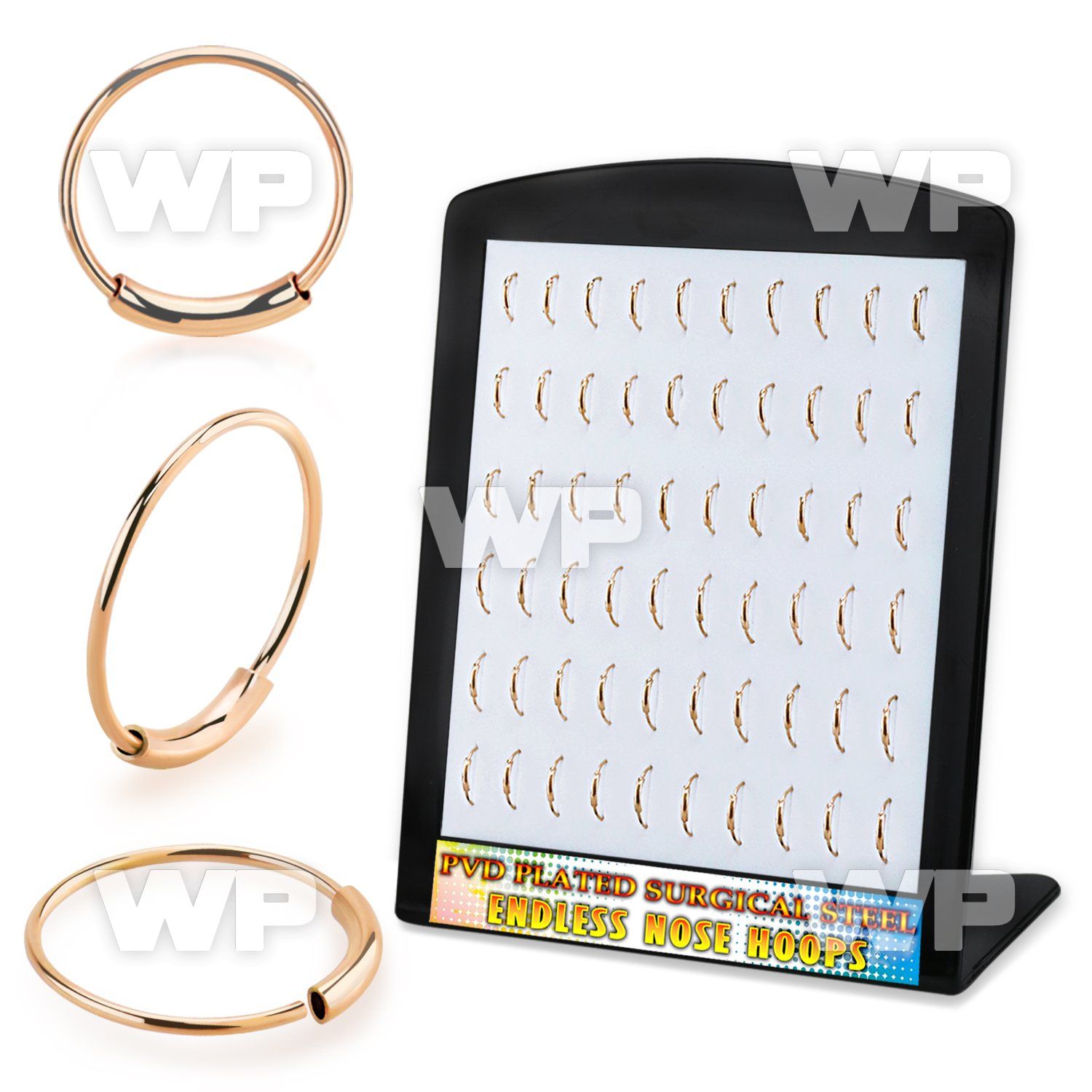 4awu1z rosegoldpvd implant grade steel nose rings display 60