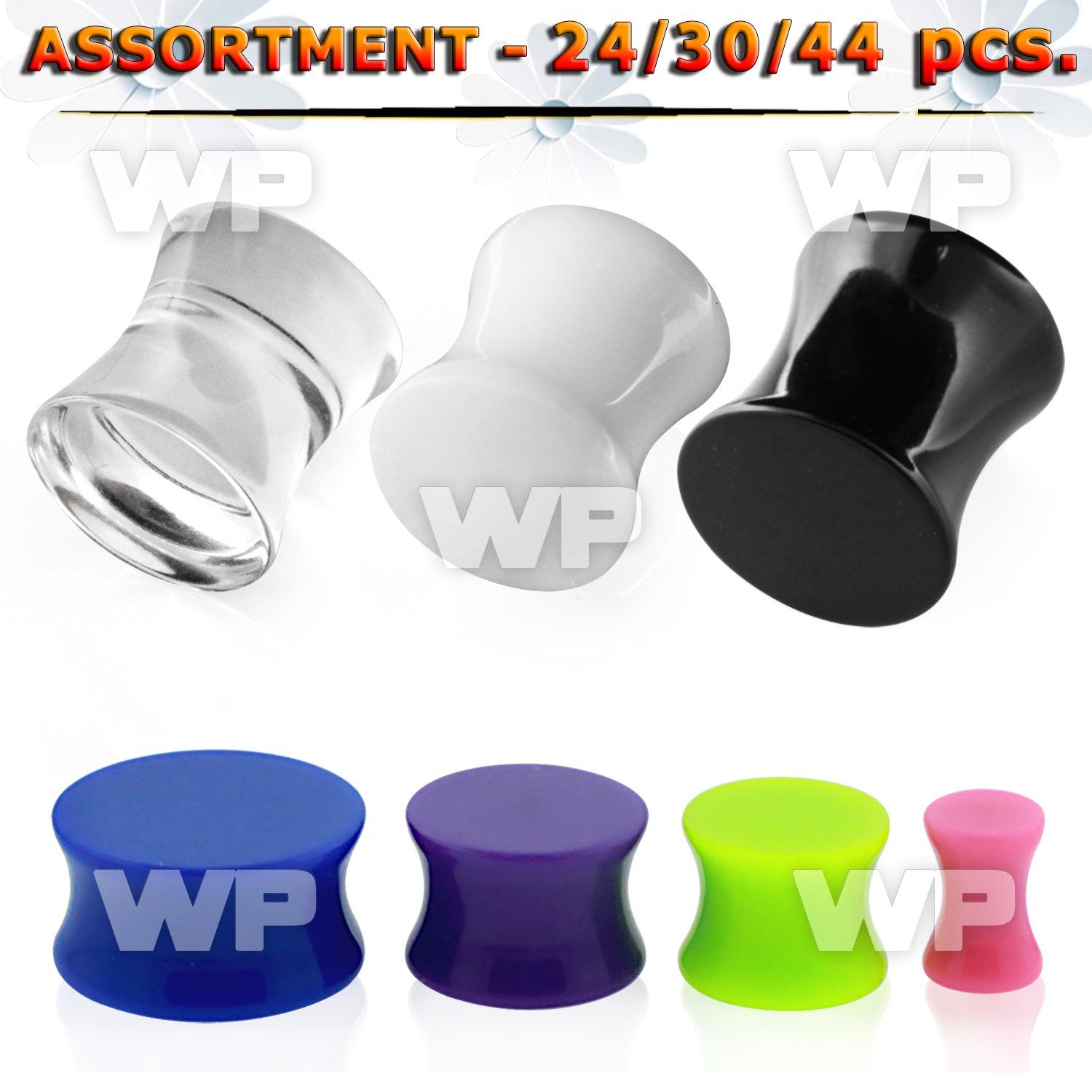 4b200e acrylic double flared saddle plug in solid colors ear lobe piercing