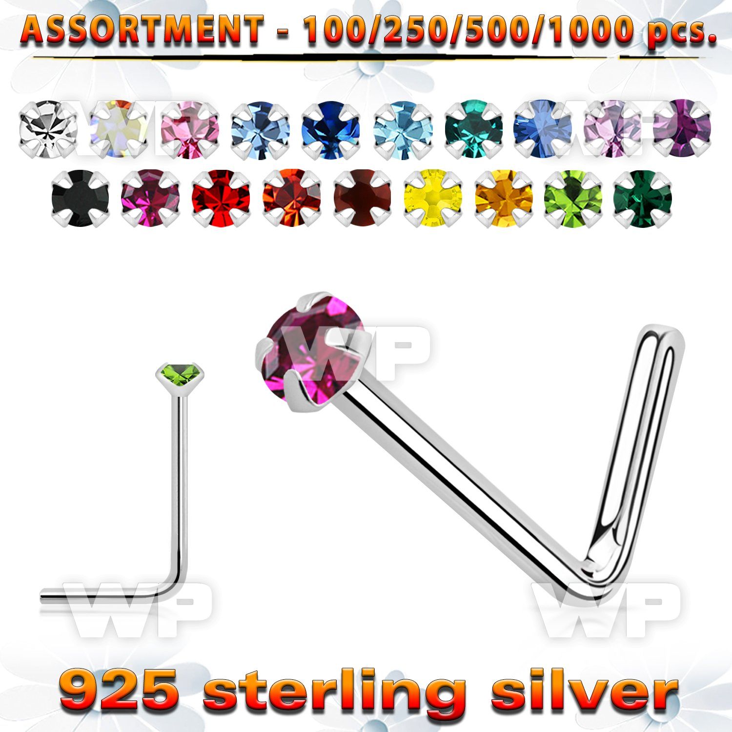 4b209t silver 925 l shaped nose studs 1 5mm round prong set crys nose piercing