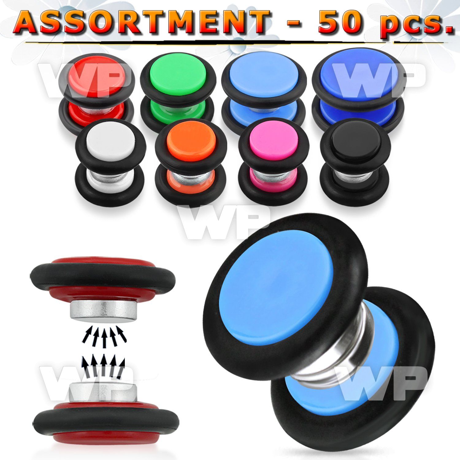 4b20e0 of magnetic acrylic uv fake cheater plugs o ring belly piercing