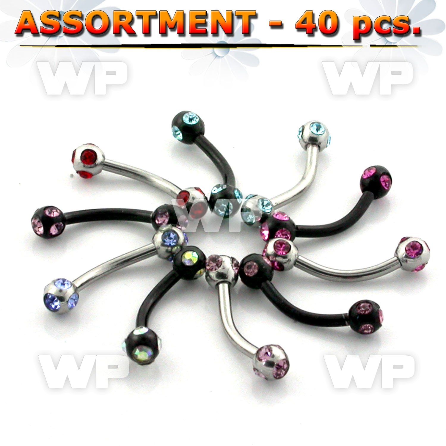 4b20l surgical steel bananas 1 2mm 3mm multi jewel ball eyebrow piercing