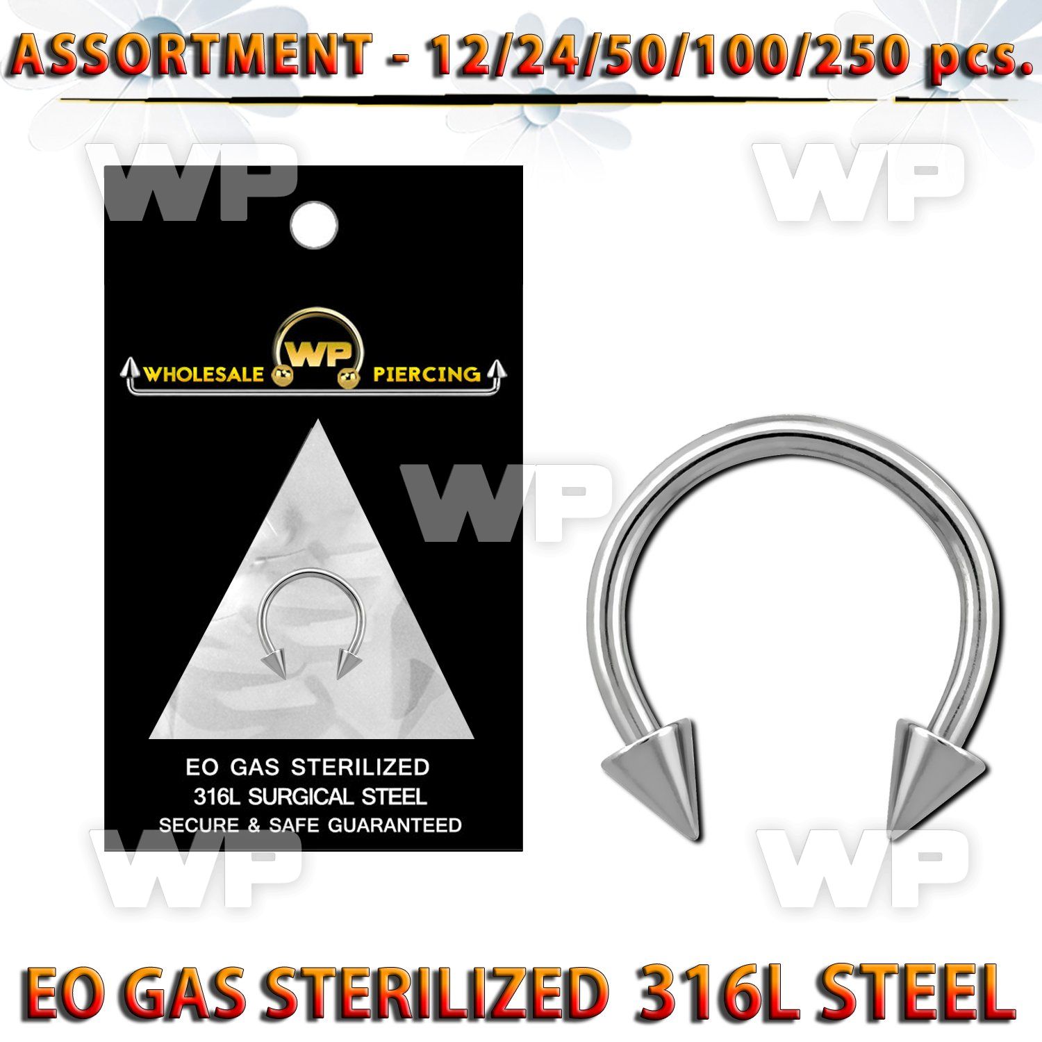 4b20ls surgical steel cbr horseshoes 1 2mm 3mm cones 1 4 to belly piercing