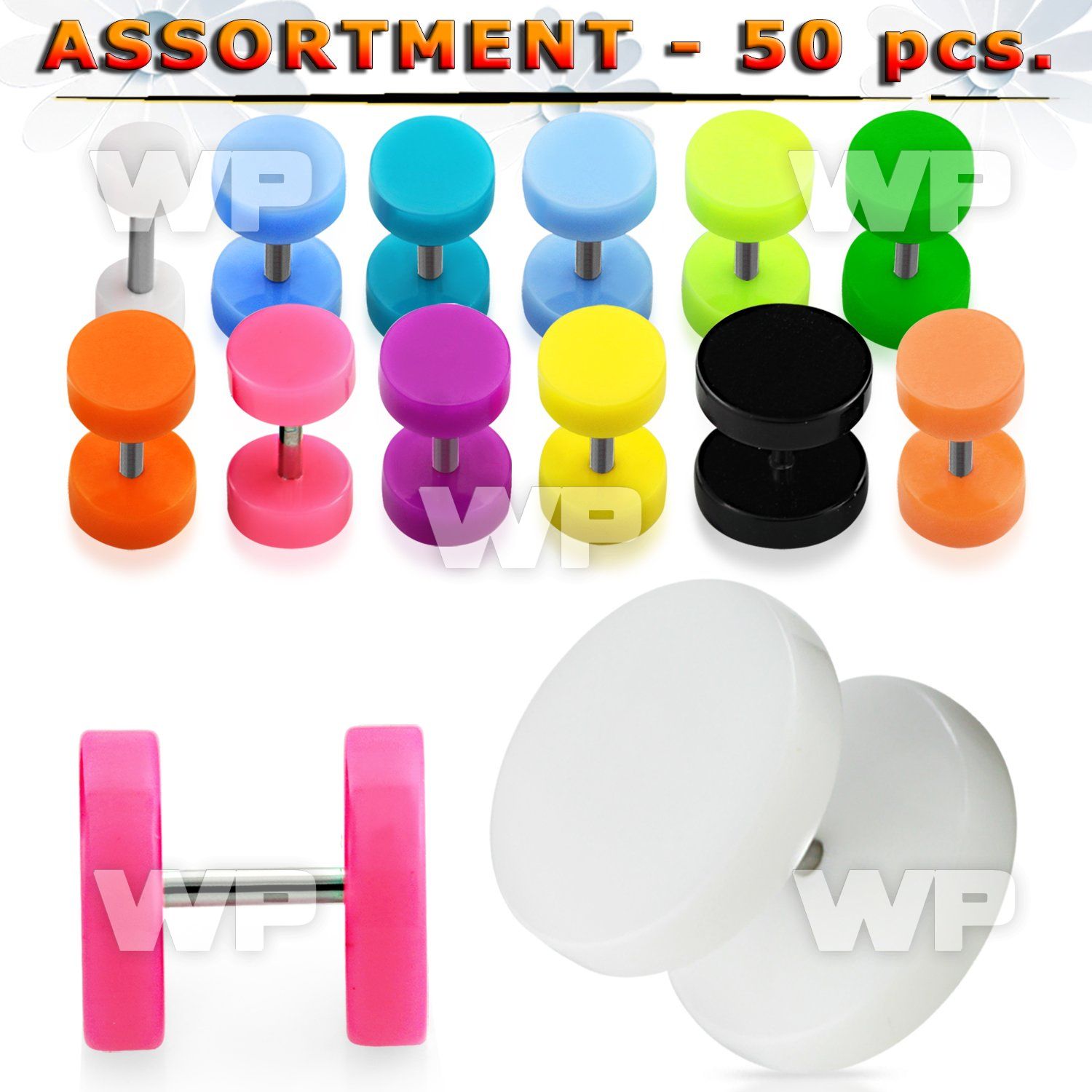 4b20py of acrylic fake cheater plugs out o ring s in mixed color belly piercing