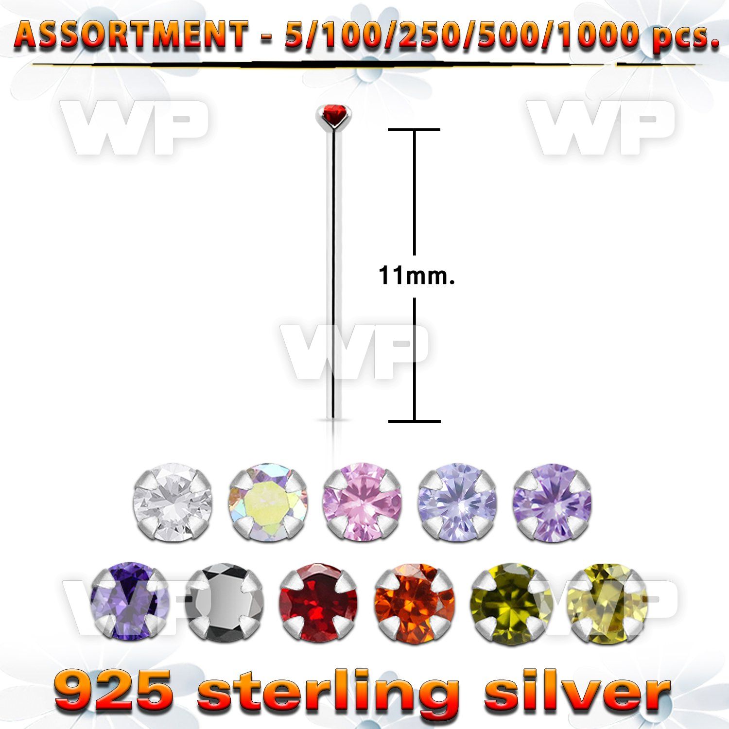 4b20se silver 925 un bent nose stud 1 5mm round prong set cz sto belly piercing