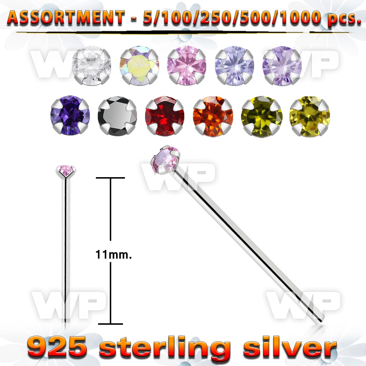 4b20se silver 925 un bent nose stud 1 5mm round prong set cz sto belly piercing