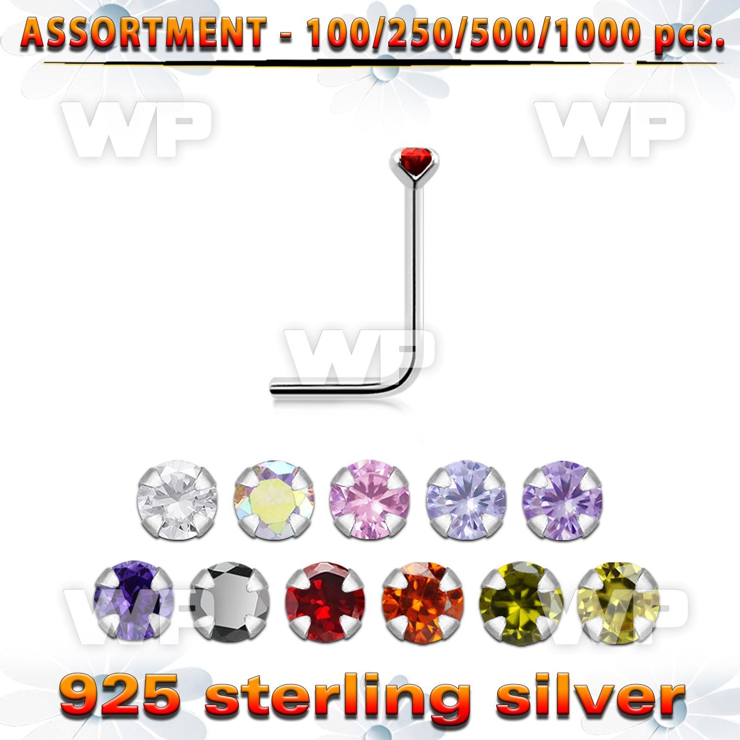 4b20yk silver 925 l shaped nose stud 1 5mm round prong set cz nose piercing