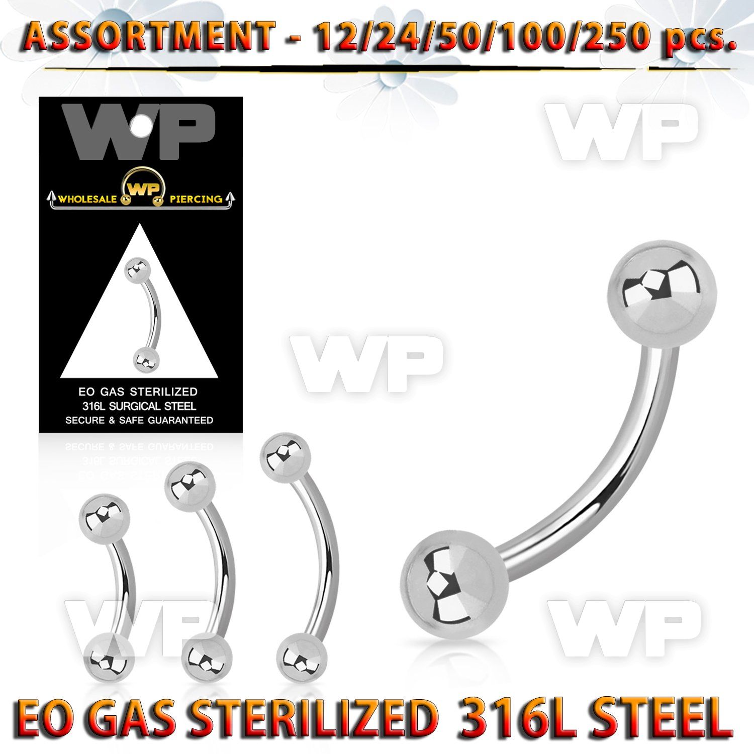 4b20yt surgical steel micro bananas 1 2mm 3mm balls length 5 16 eyebrow piercing