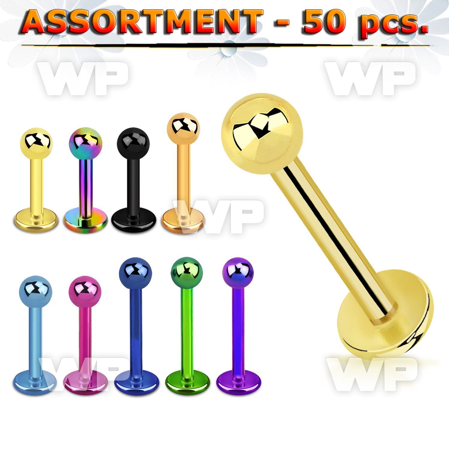 4b20yy of ion plated surgical labret studs 1 2mm 3mm ball lower lip piercing