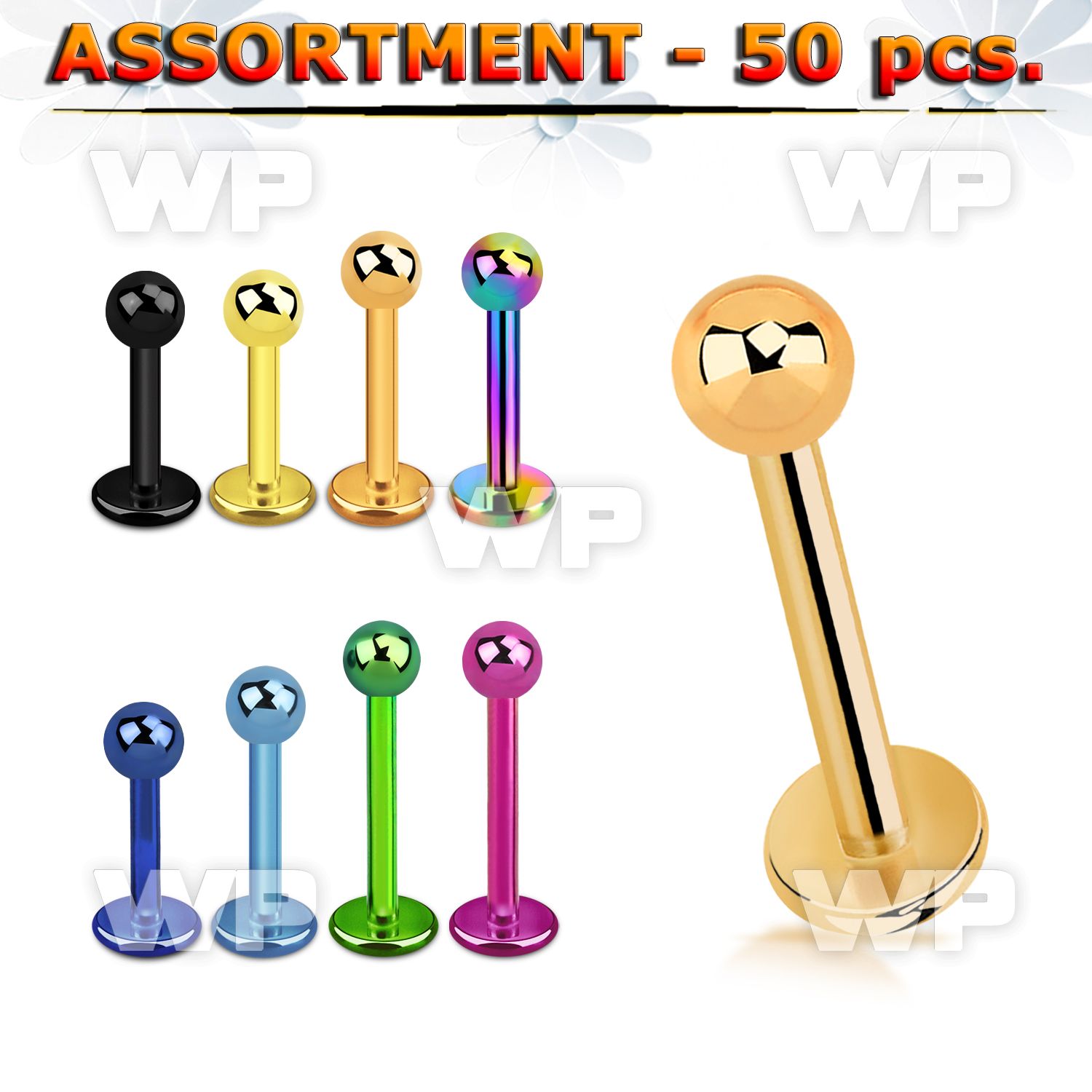 4b20yy of ion plated surgical labret studs 1 2mm 3mm ball lower lip piercing