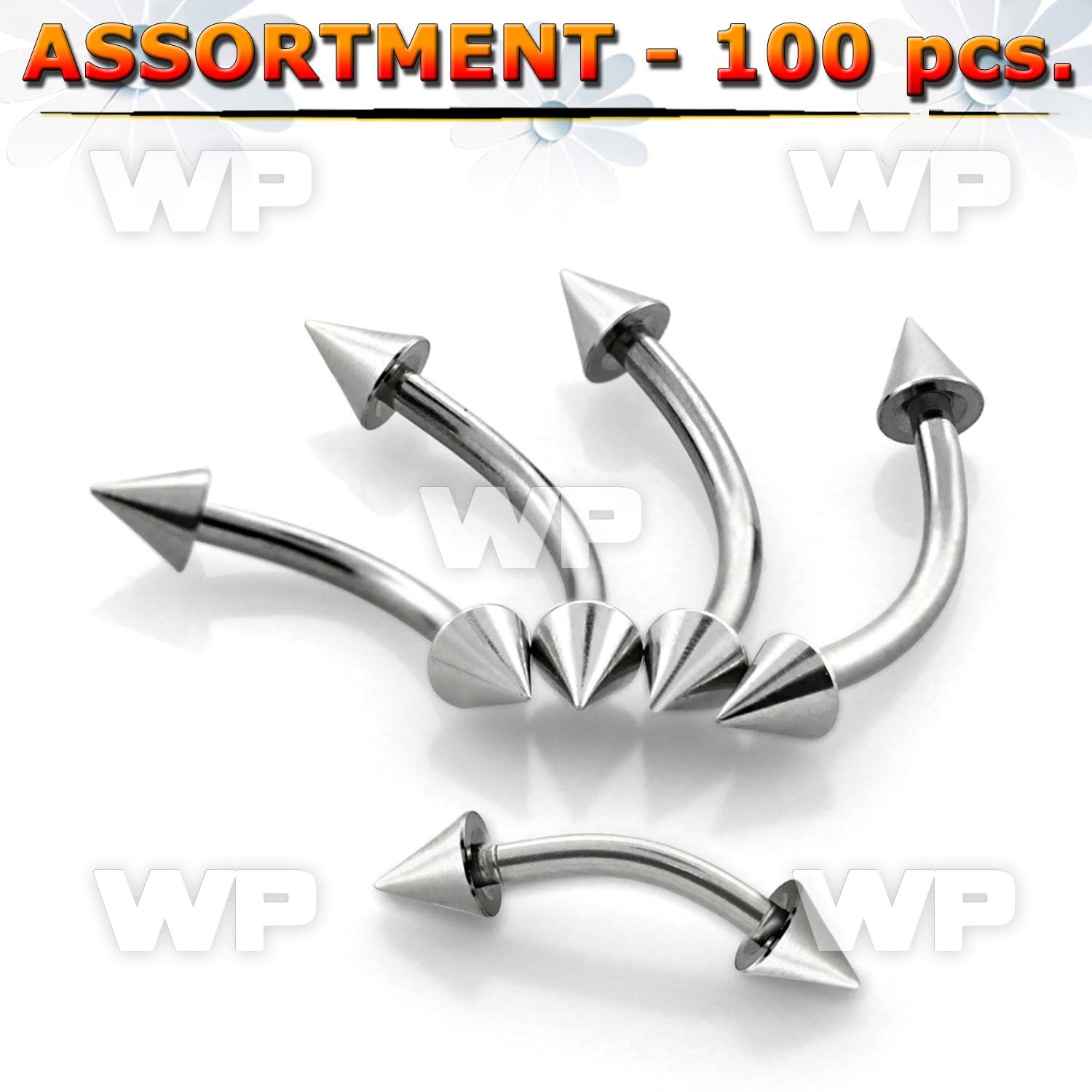 4b2e97 surgical steel micro bananas 3mm cones eyebrow piercing