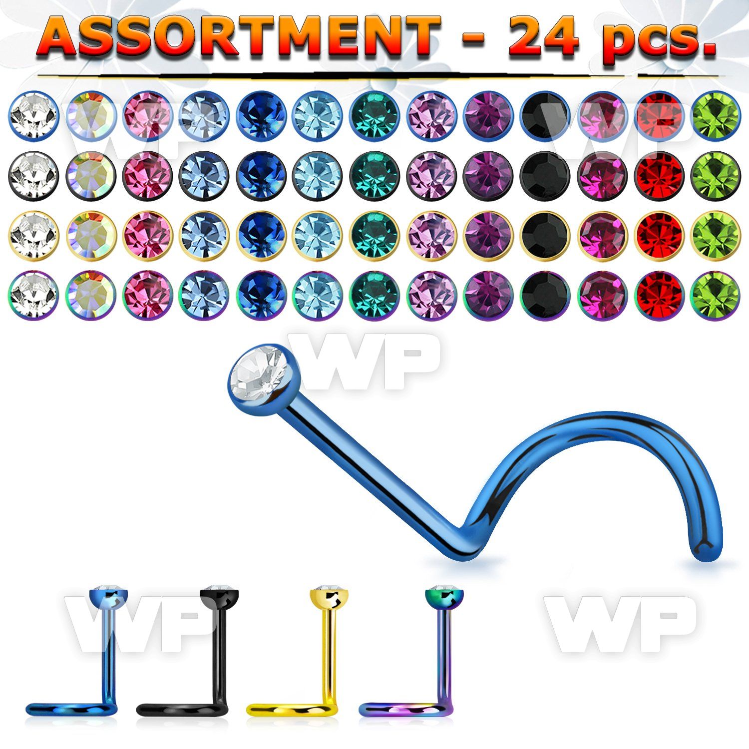4b2ees of black or gold ion plated surgical steel nose screw spi nose piercing