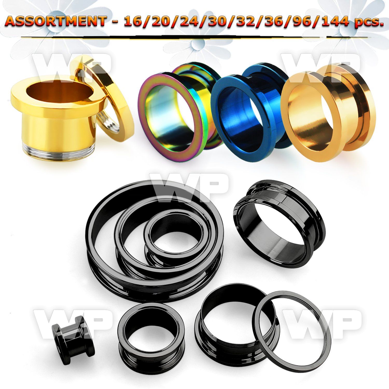 4b2ek bulk body assortment pvd plated surgical steel screw fit flesh tunnels