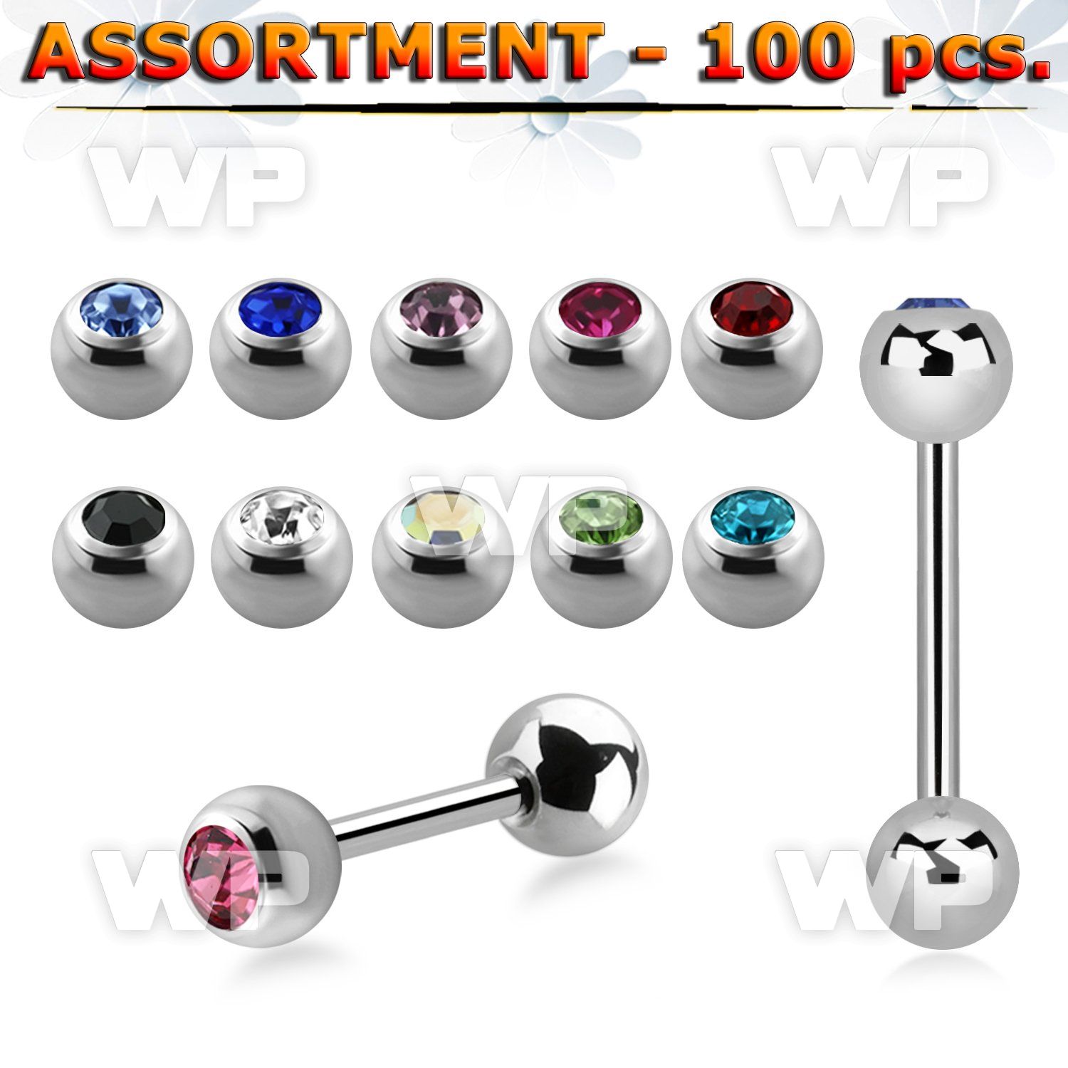 4b2el 316l steel tongue bar 1 6mm 6mm press fit jewel ball on ear lobe piercing