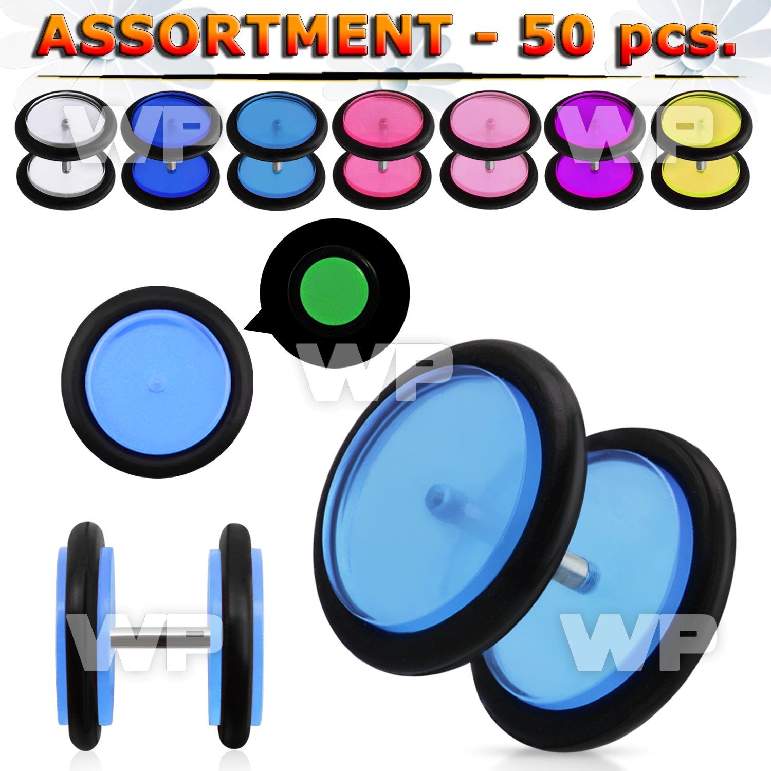 4b2elp acrylic glow in the dark fake cheater plugs o ring belly piercing