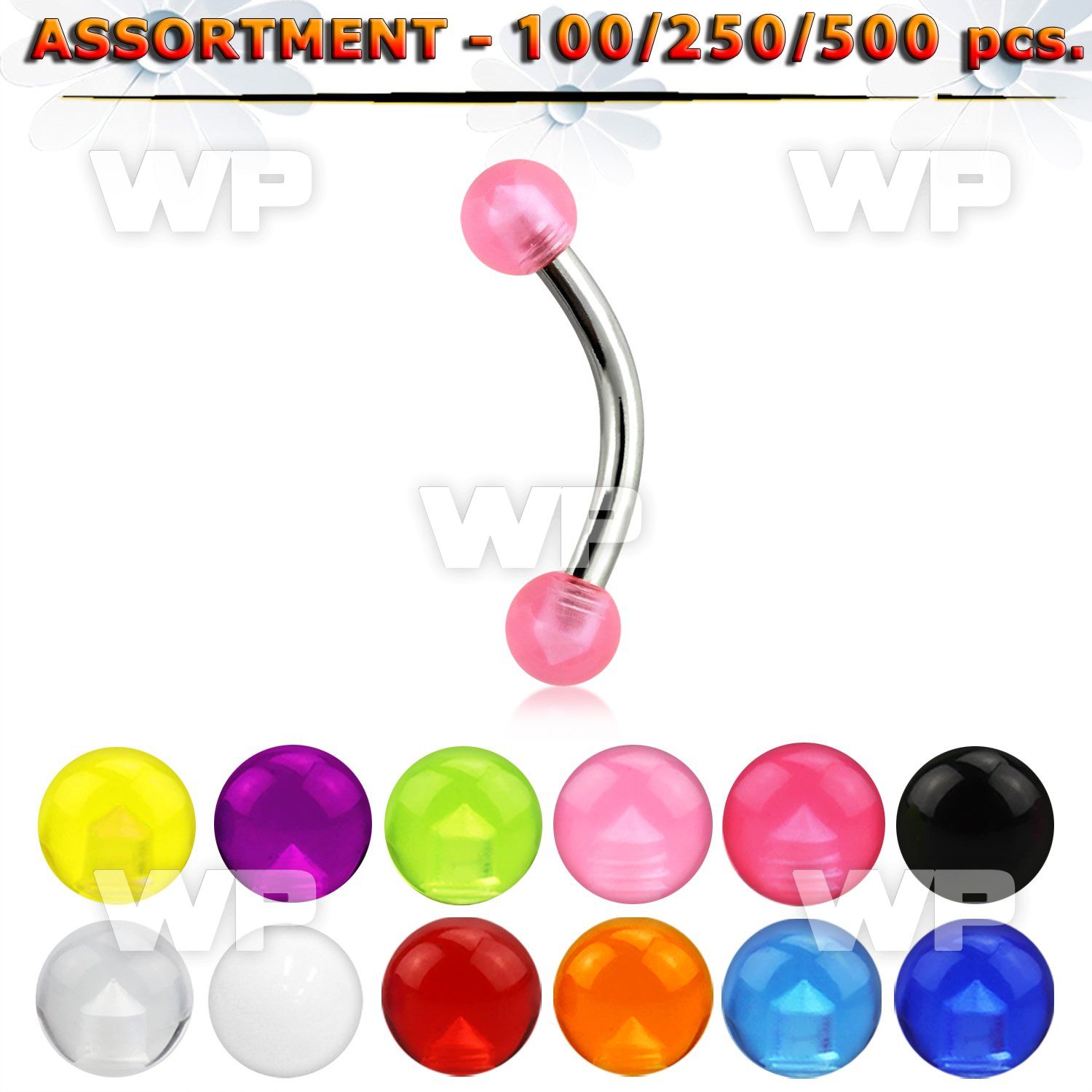 4b2ez9 surgical steel micro bananas 1 2mm 3mm acrylic uv balls eyebrow piercing