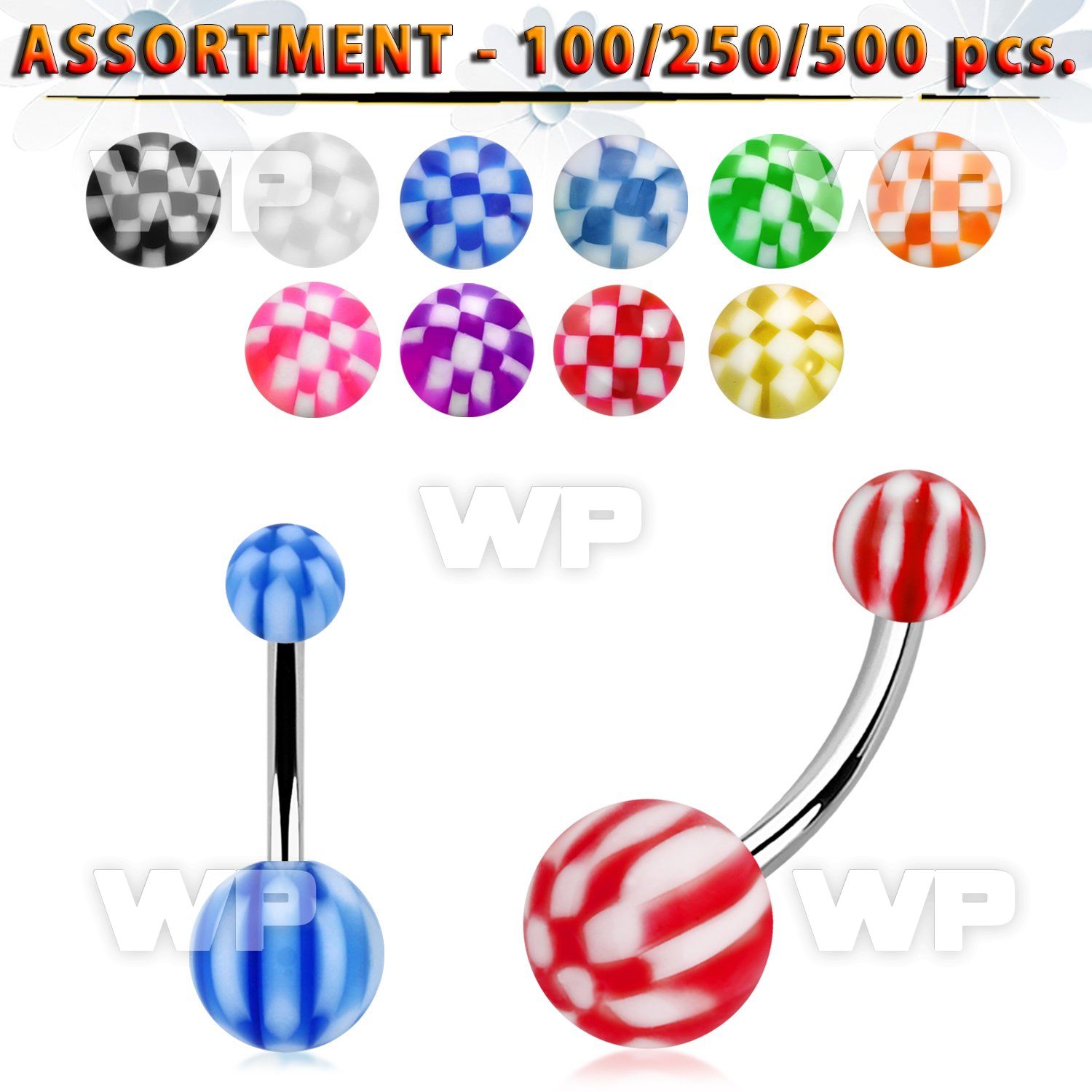 4b2ezs steel belly ring acrylic checker balls length 10mm 3 8 belly piercing