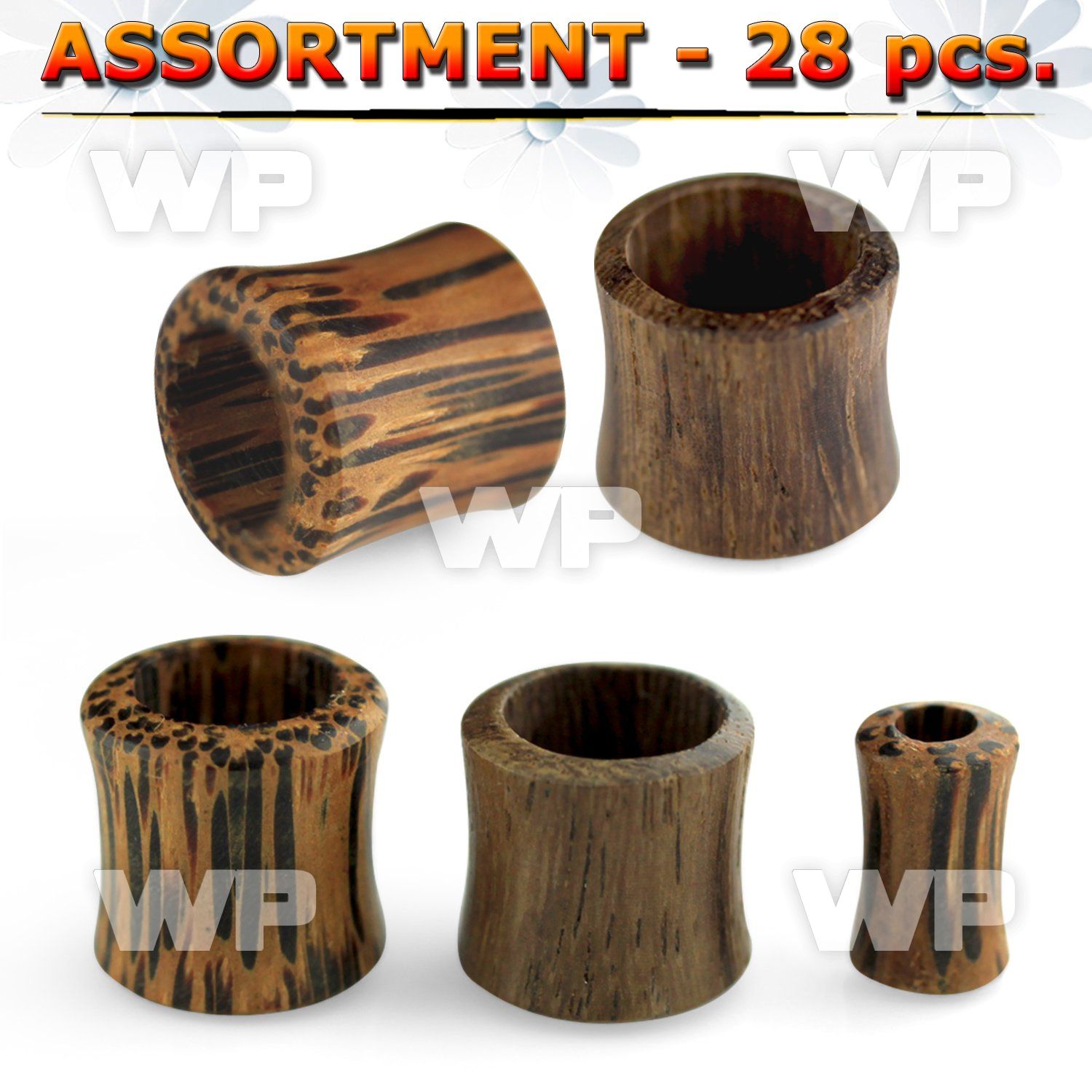 4b2ke0 double flared sono coconut wood flesh tunnels ear lobe piercing