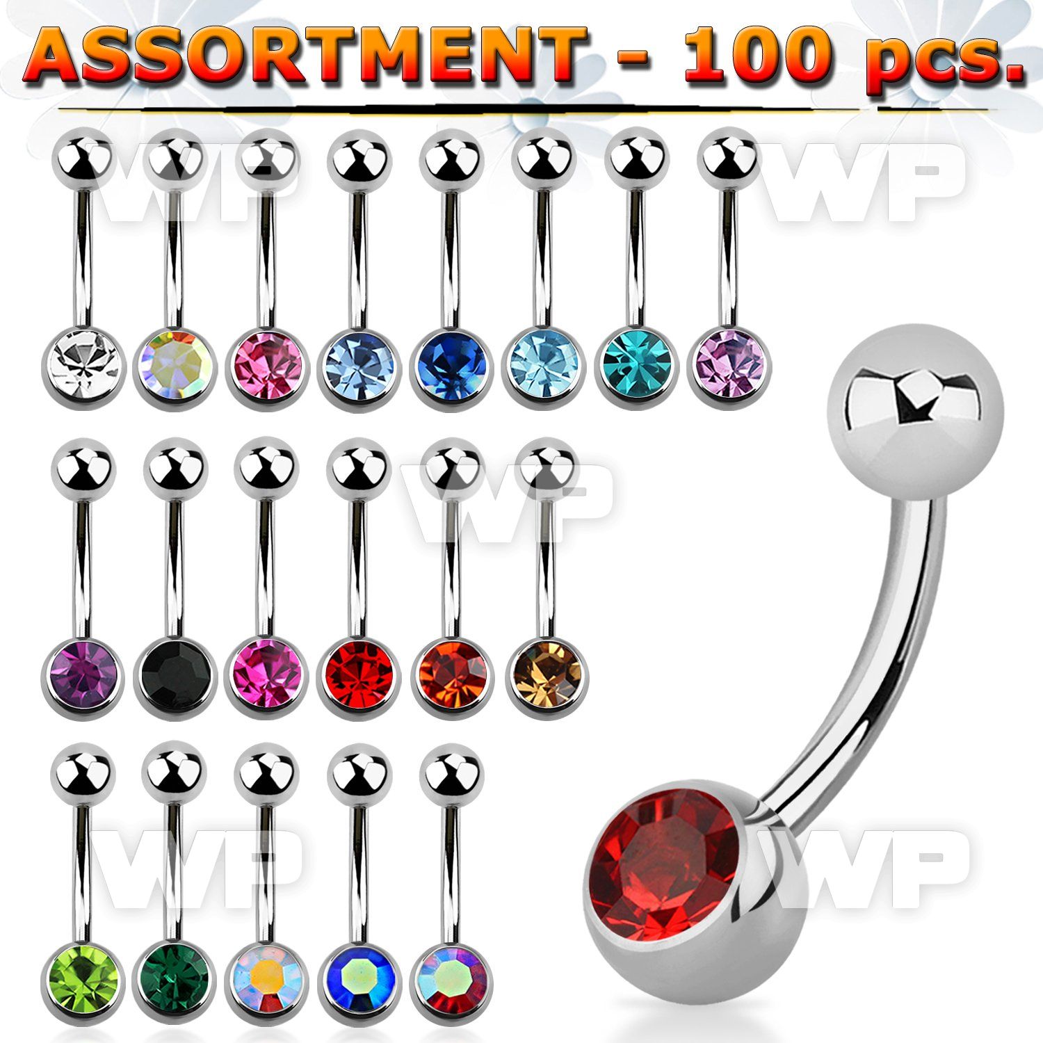 4b2ke4 steel belly ring 6mm press fit jewel ball upper 5mm norm belly piercing