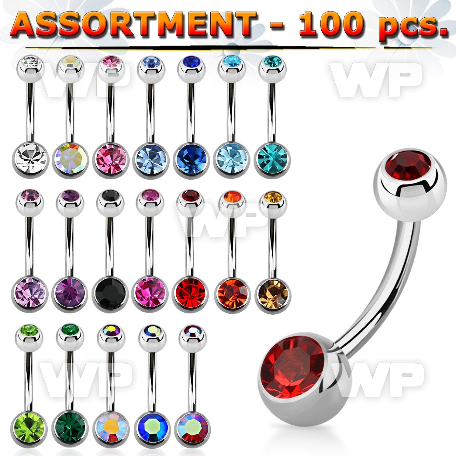 4b2ke7 double jewel belly bananas 1 6mm 5 6mm press fit jewel belly piercing