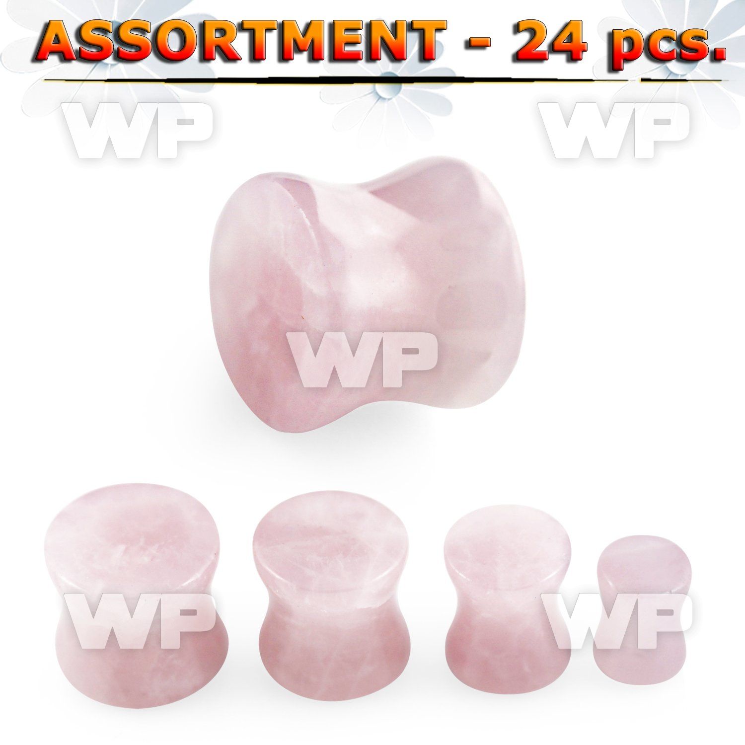 4b2kl0 of real rose quartz double flare stone plugs ear lobe piercing