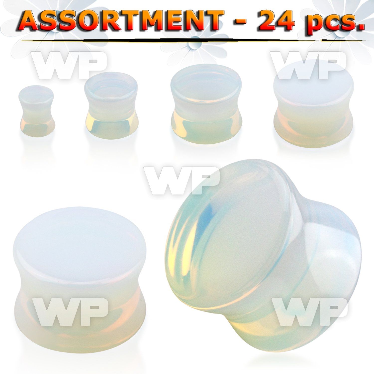 4b2klk of real moon stone double flare plugs ear lobe piercing