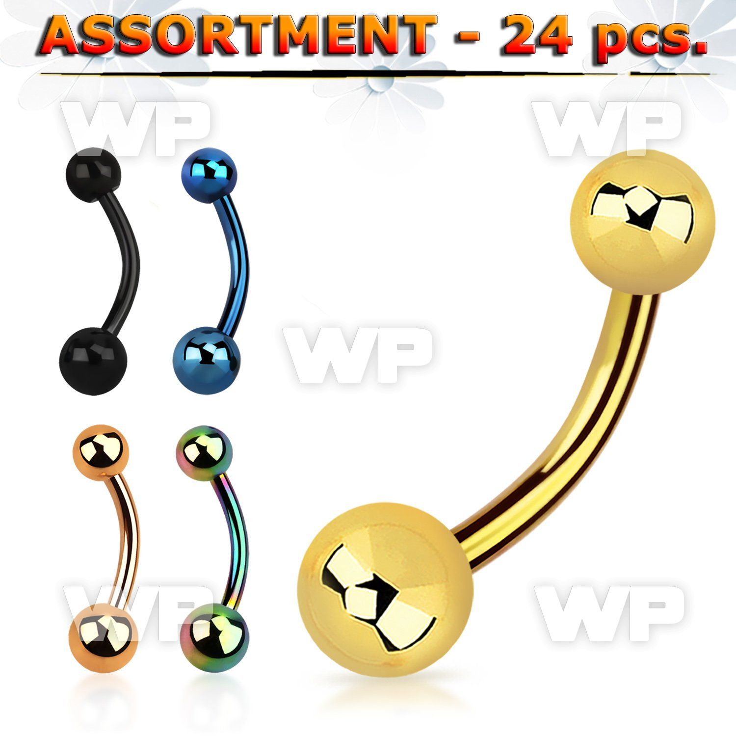 4b2kll of ion plated steel belly bananas 1 6mm 5 6mm ball belly piercing