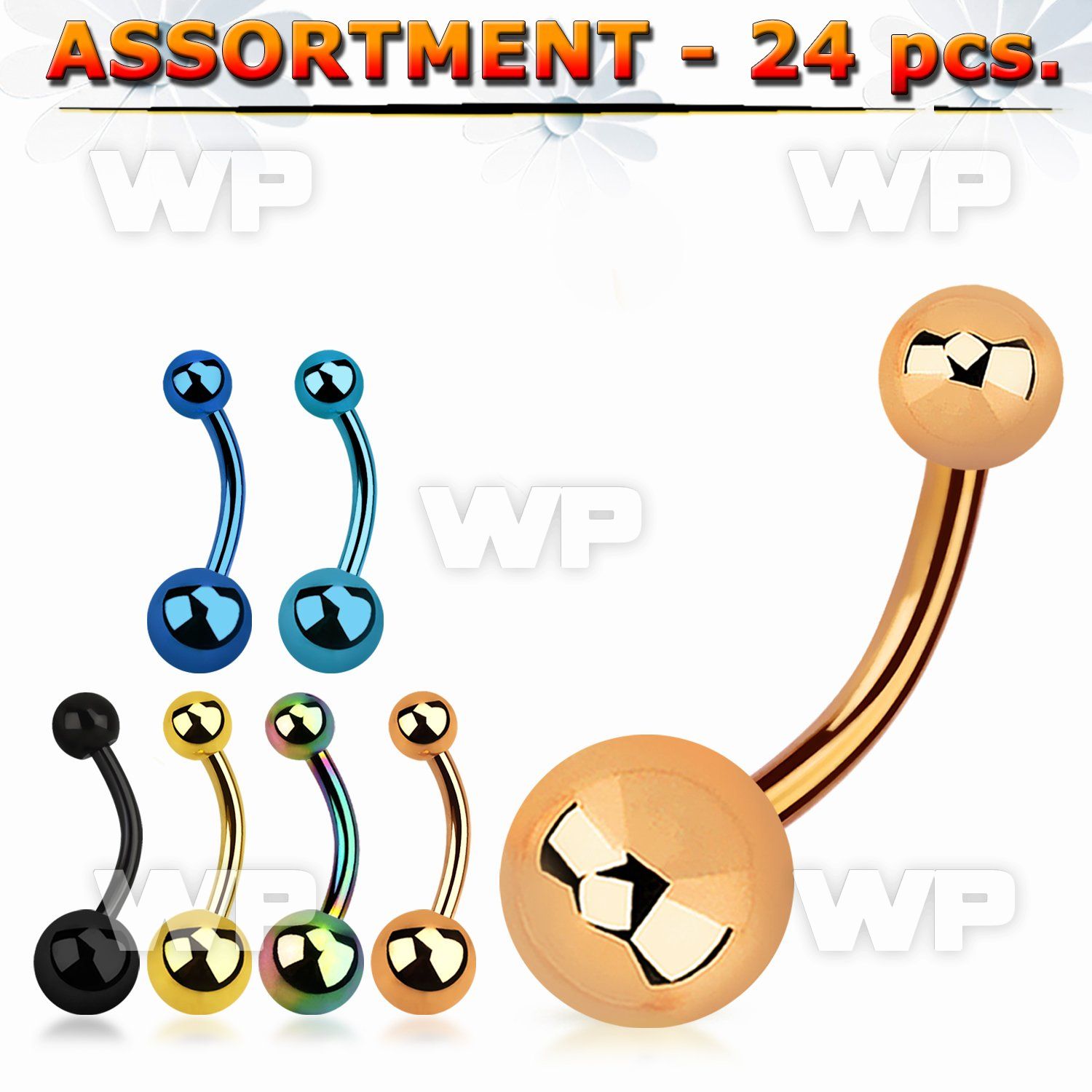 4b2kly of ion plated steel belly bananas 1 6mm 5 8mm ball belly piercing