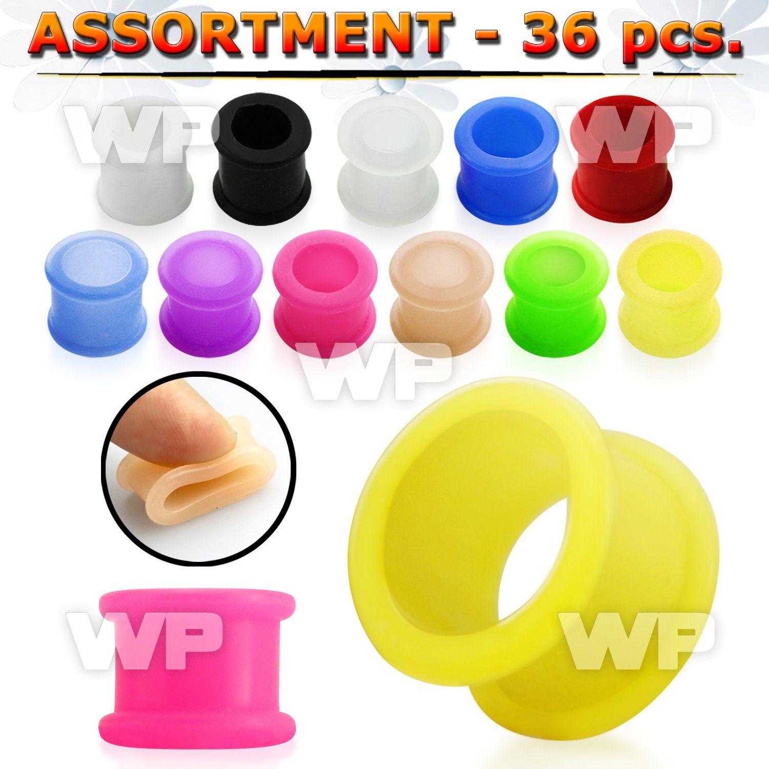 4b2kpp silicone flesh tunnel in mixed colors ear lobe piercing