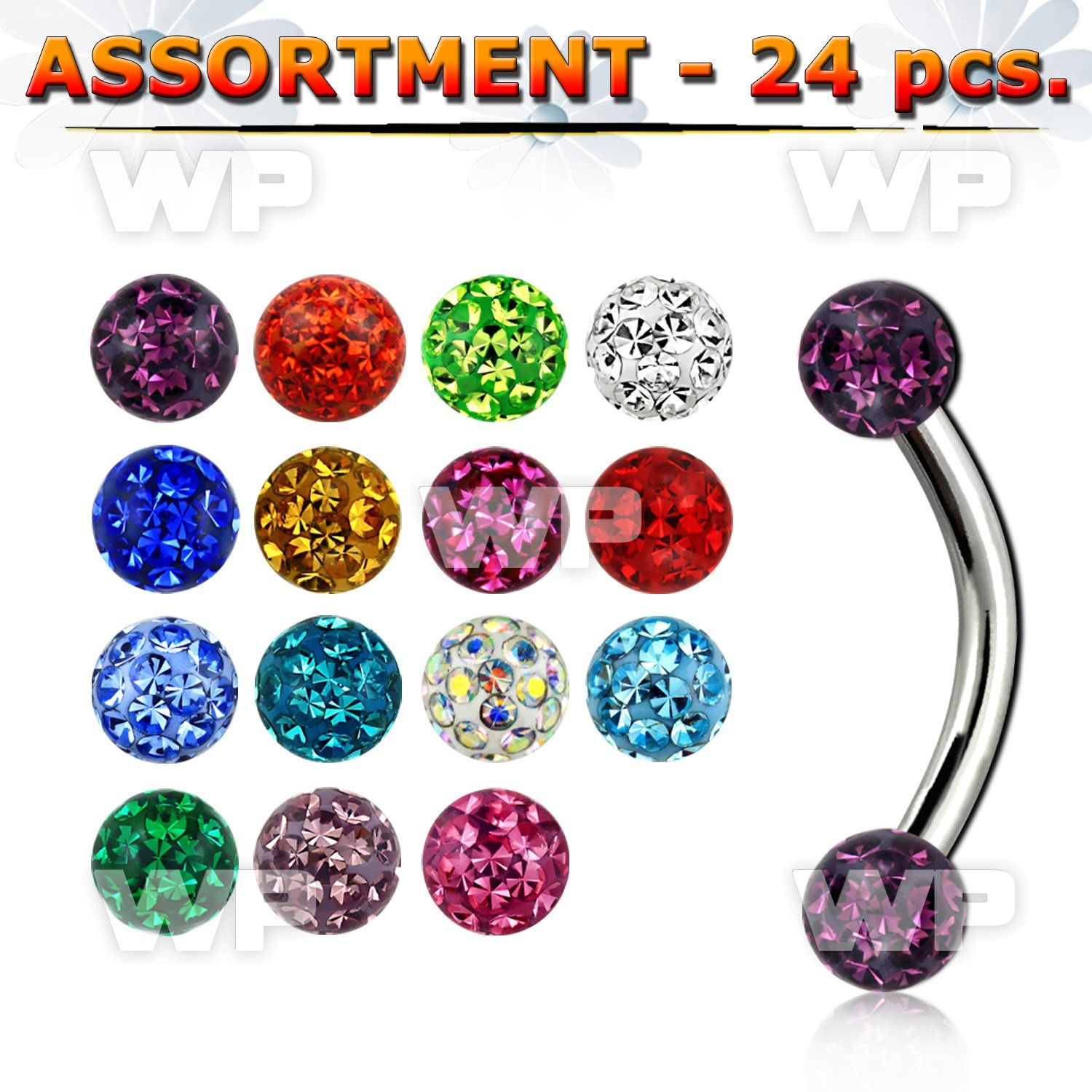 4b2ktz of 316l steel micro banana w 3mm ball ferido glue crystal eyebrow piercing