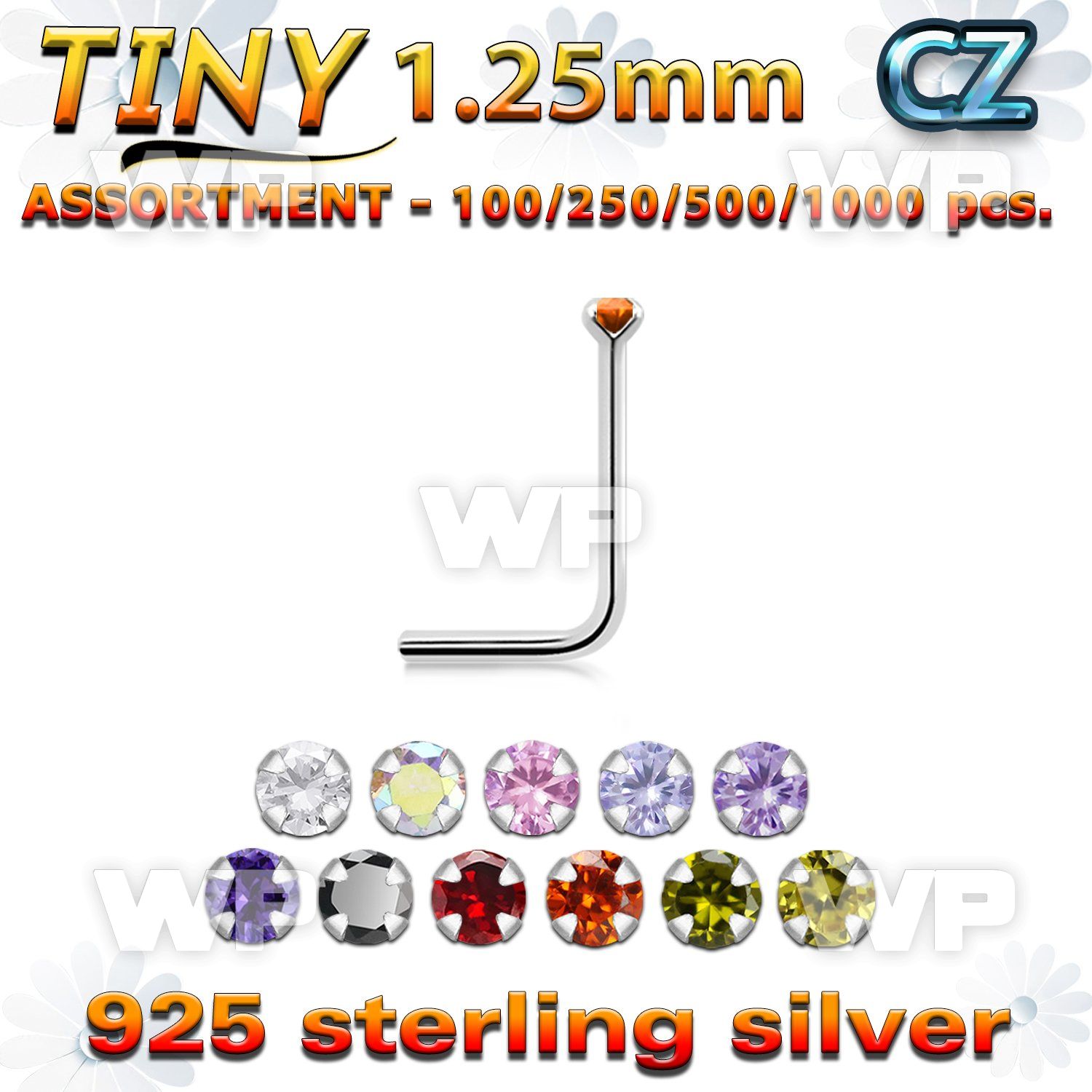 4b2skp silver 925 l shaped nose studs 1 25mm round prong set cz nose piercing