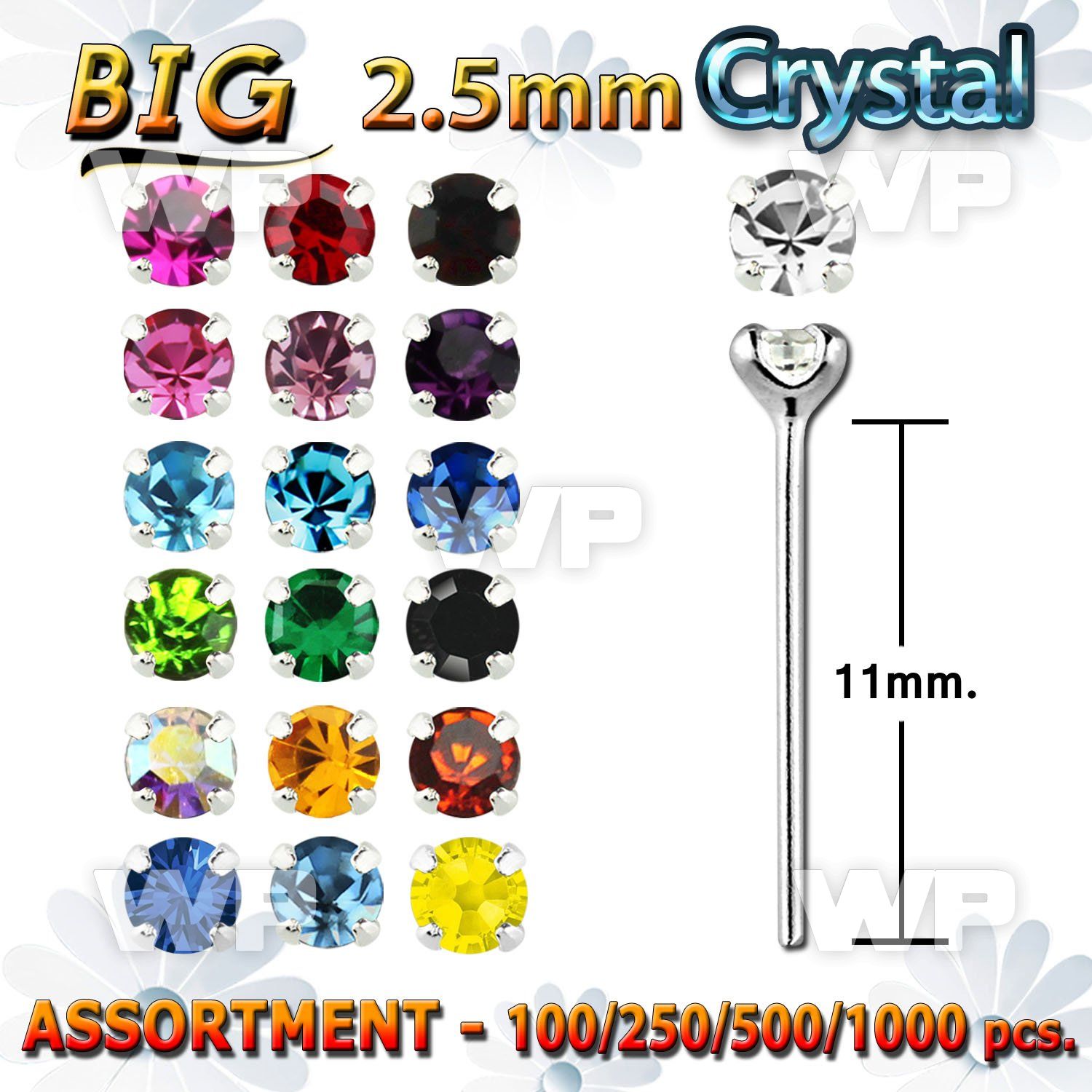 4b2skt silver 925 un bent nose stud 2 5mm round prong set crysta nose piercing