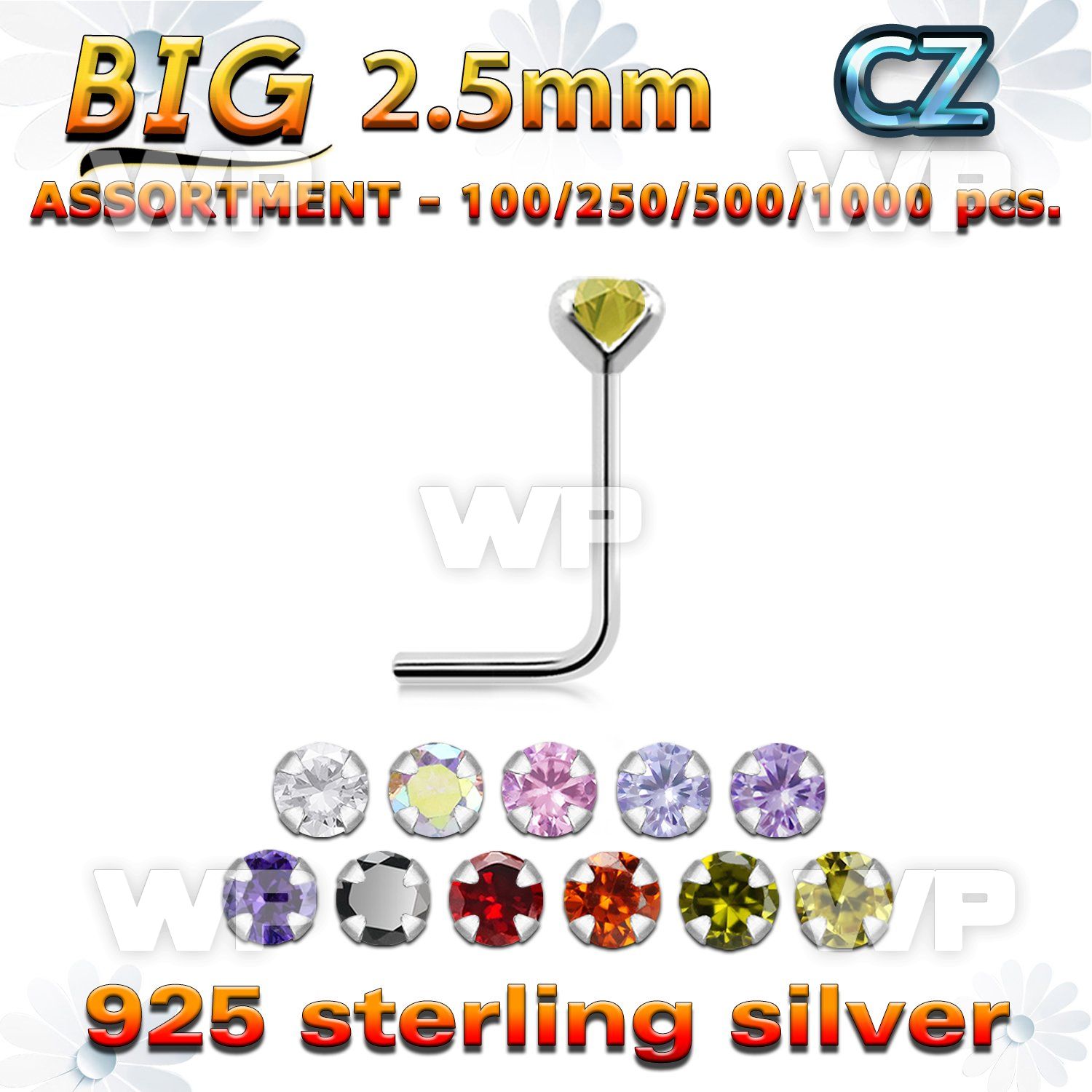 4b2skz silver 925 l shaped nose studs 2 5mm round prong set cz nose piercing