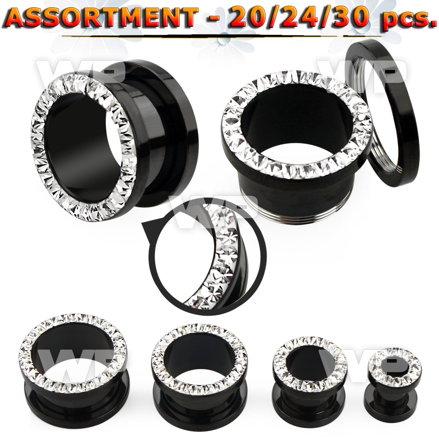 4b2sps black ion plated steel flesh tunnel ferido glued multi ear lobe piercing
