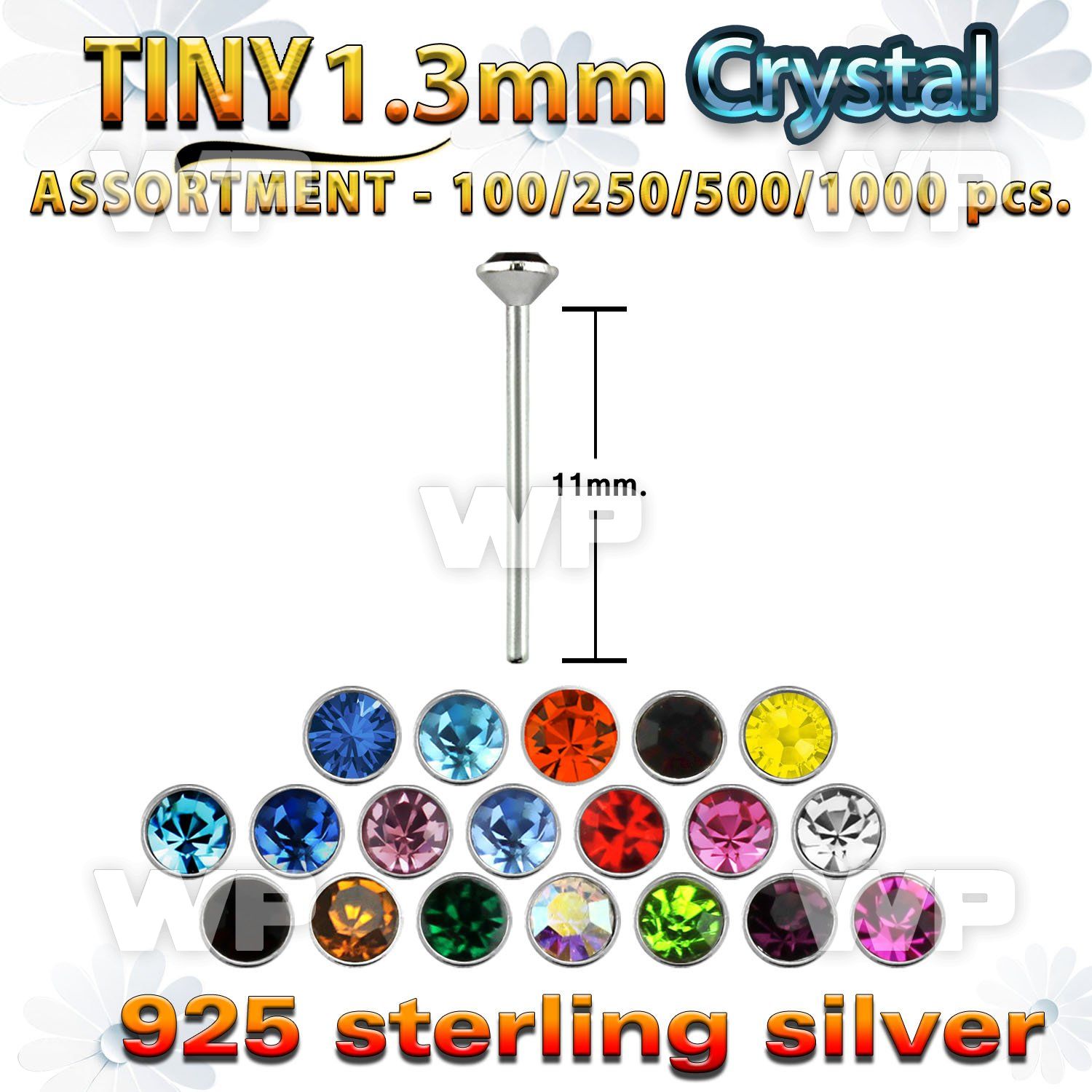 4b2sze silver 925 un bent nose stud 1 25mm round crystal top nose piercing