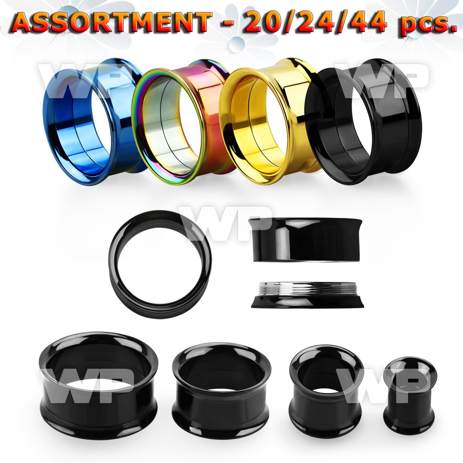 4b2szl ion plated surgical steel double flare internal screw fit ear lobe piercing