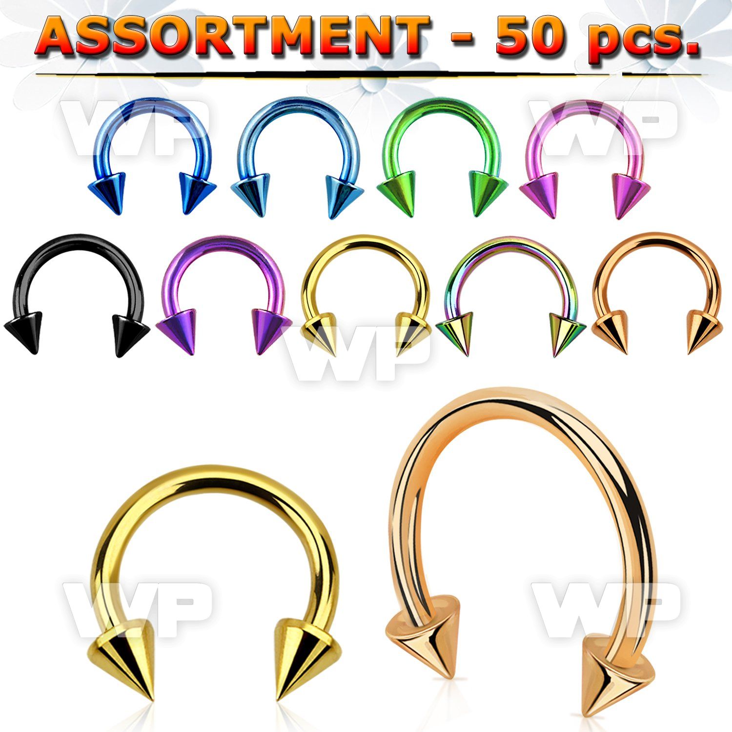 4b2tk ion plated surgical steel cbr horseshoes 1 2mm 3mm cones belly piercing