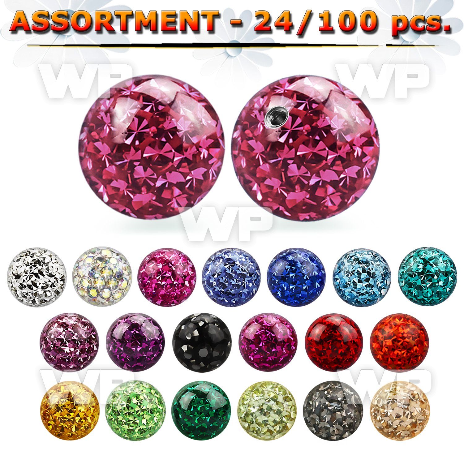 4b2ze9 8mm multi crystal ball s1 6mm threading clear epoxy cov belly piercing