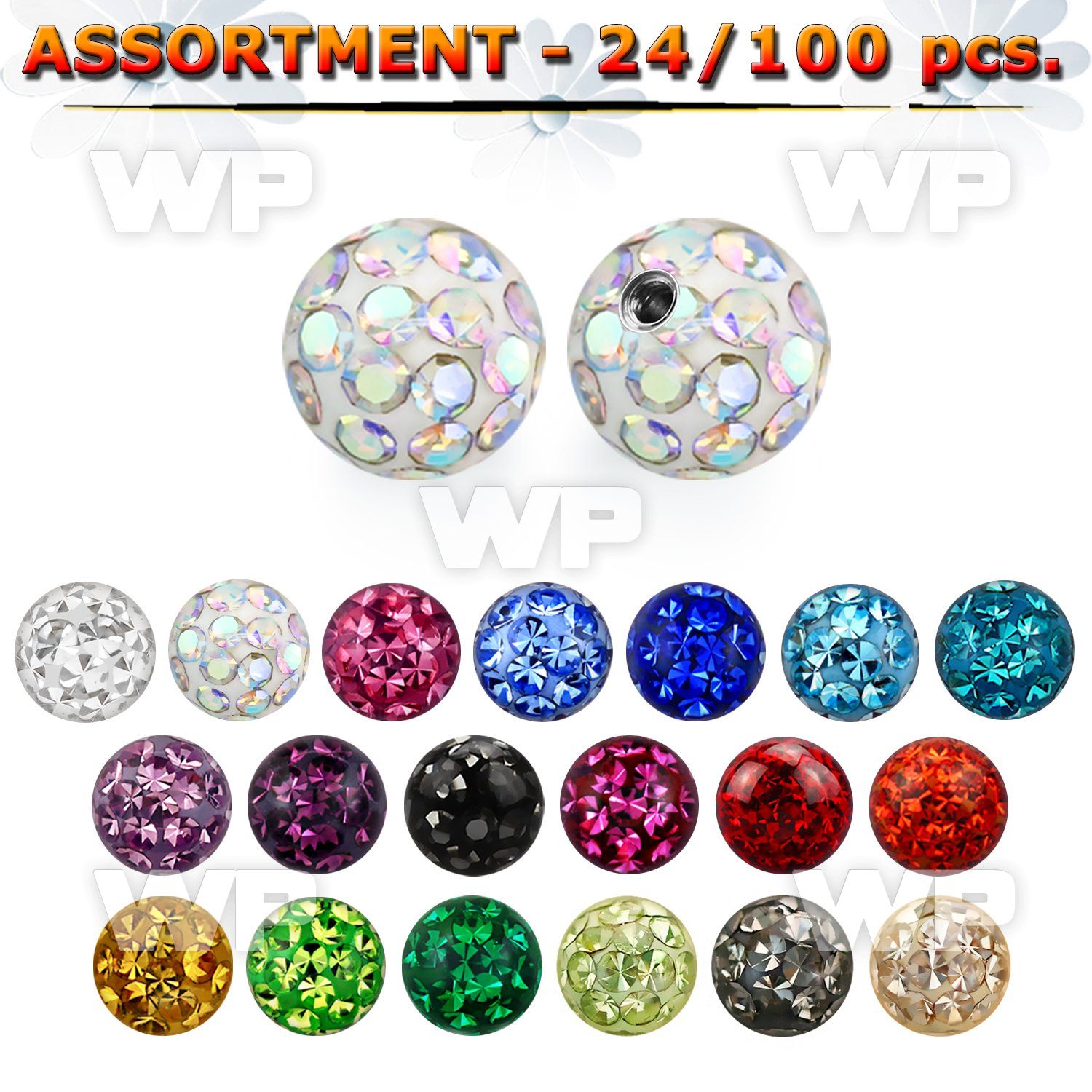 4b2zes 4mm multi crystal balls 1 2mm threading clear epoxy cov belly piercing