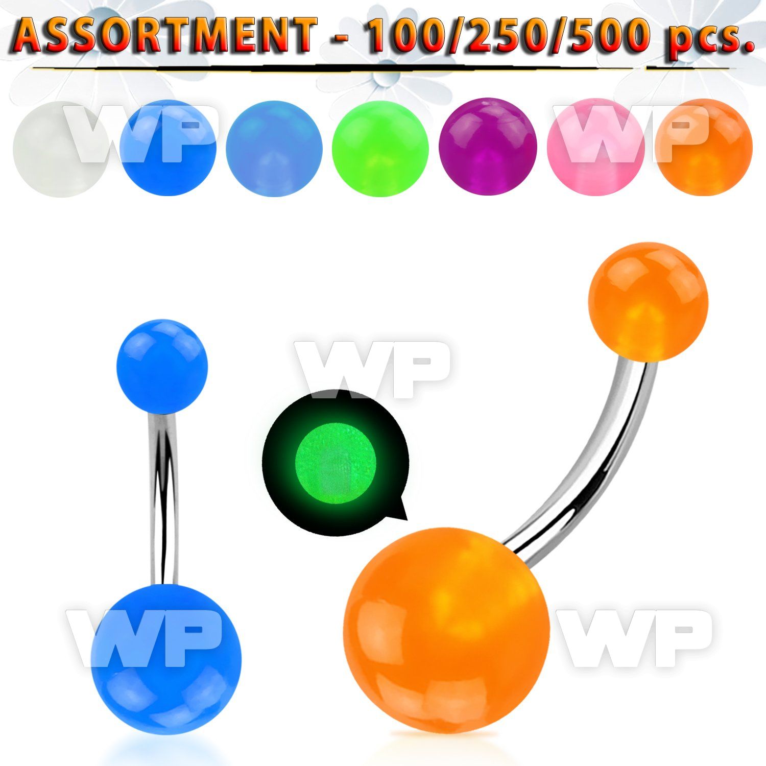 4b2zp steel belly bananas 1 6mm 5 8mm acrylic glow in the dar belly piercing