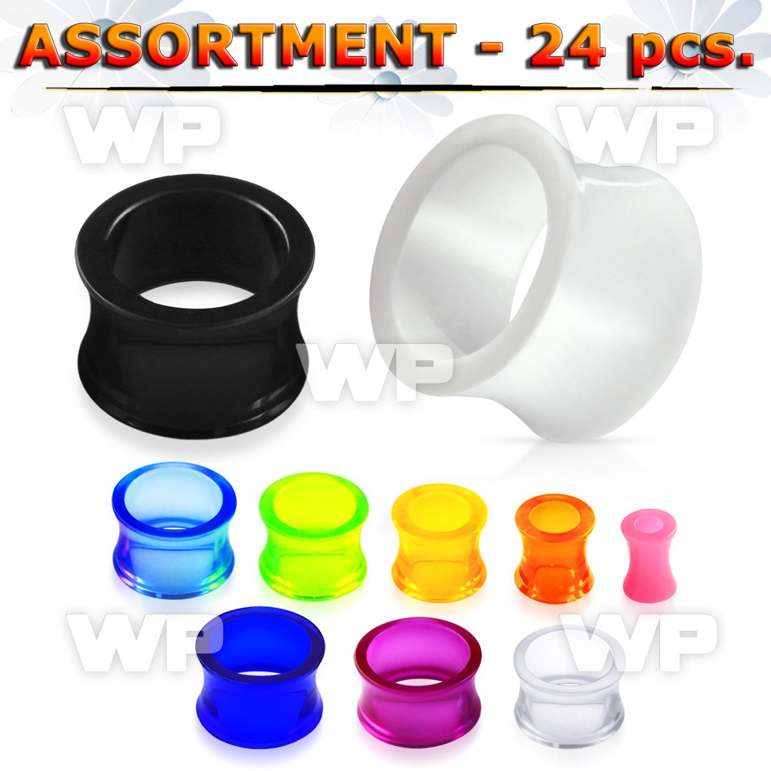 4b2zps 24 pcs of semi translucent acrylic double flared flesh ear lobe piercing