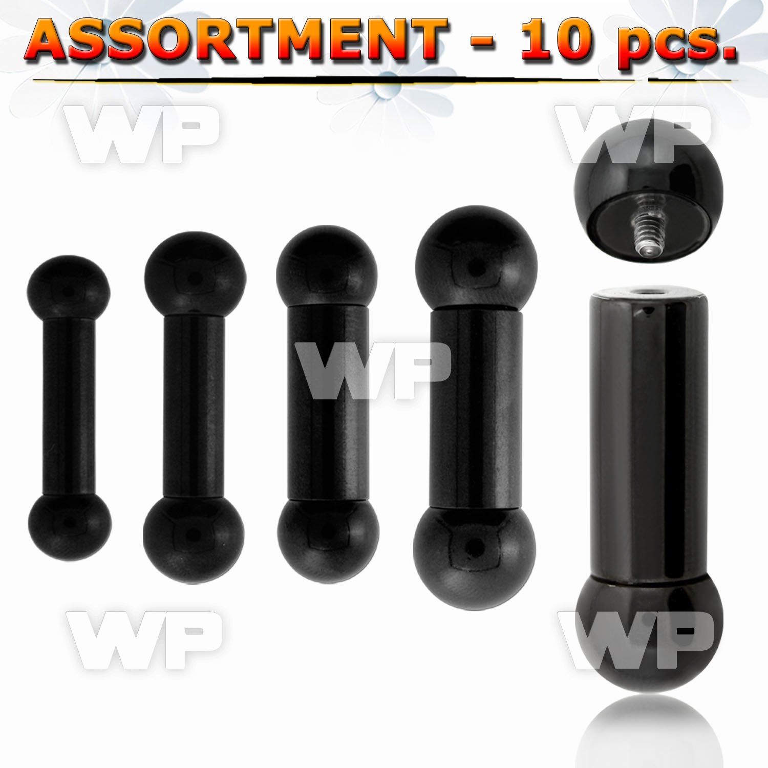 4b2zt9 10 pcs of black ion plated 316l steel big gauge tongue tongue piercing