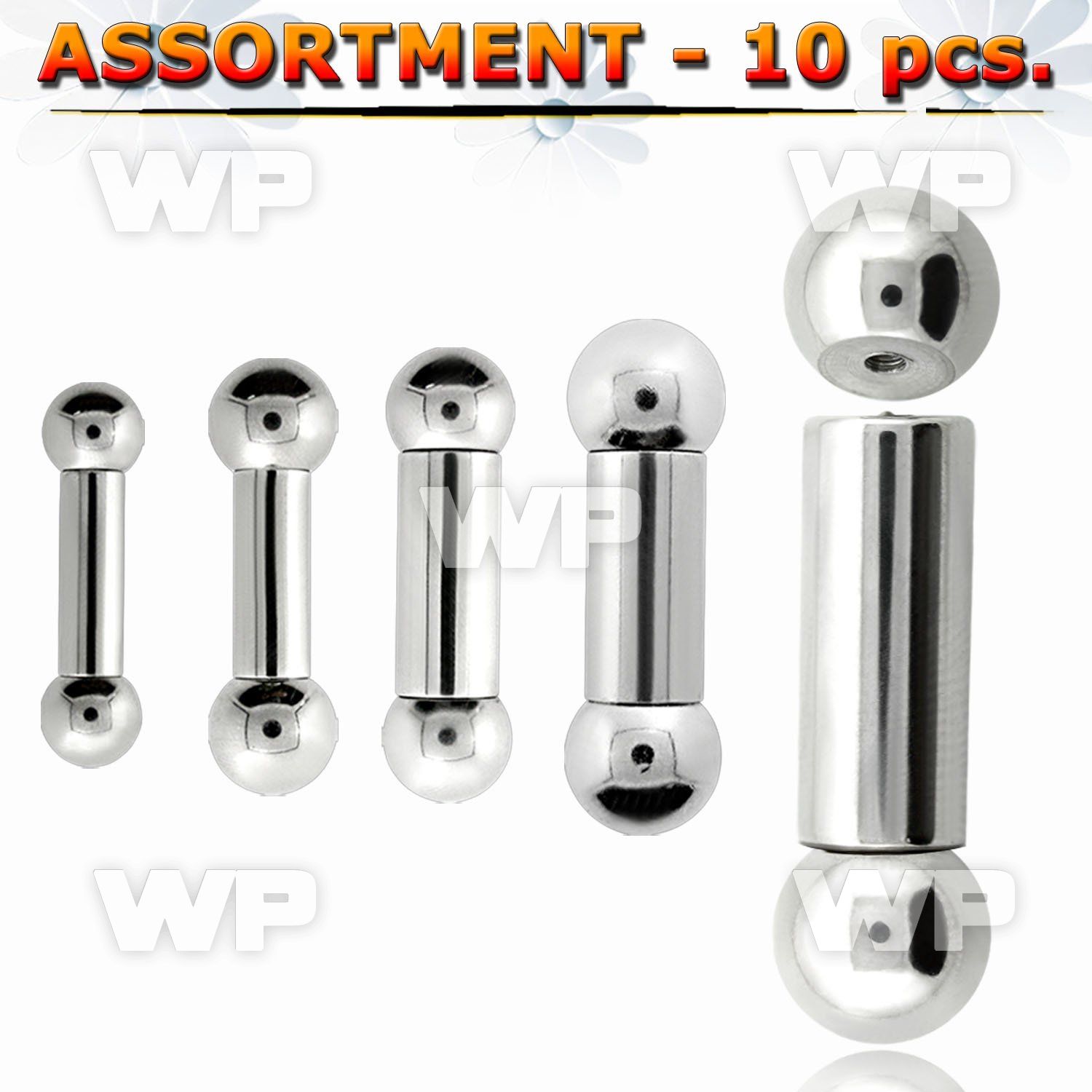 4b2ztt 10 pcs of 316l steel big gauge tongue bar internal thr tongue piercing