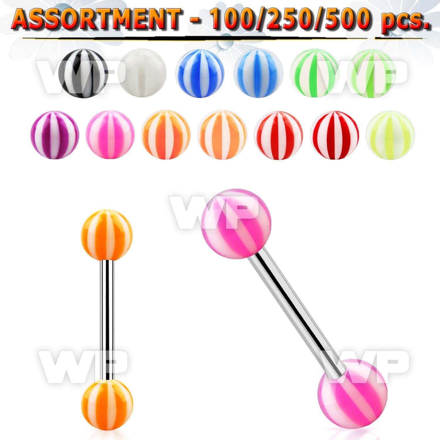 4b2zyy surgical steel tongue bars 1 6mm 6mm acrylic beach balls tongue piercing