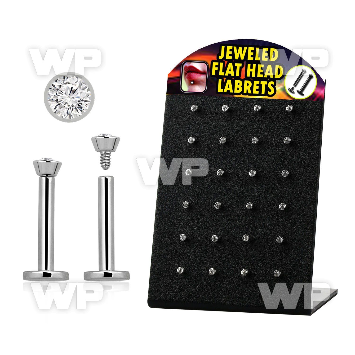 4b46ks display w surgical steel internally threaded labret stud belly piercing