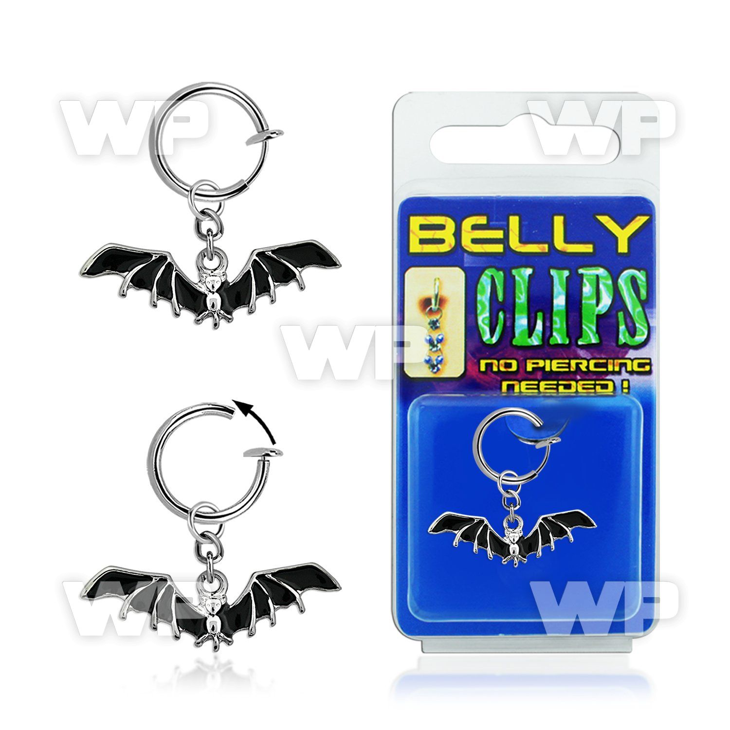 4b6msy9 fake belly clip dangling black cat belly piercing