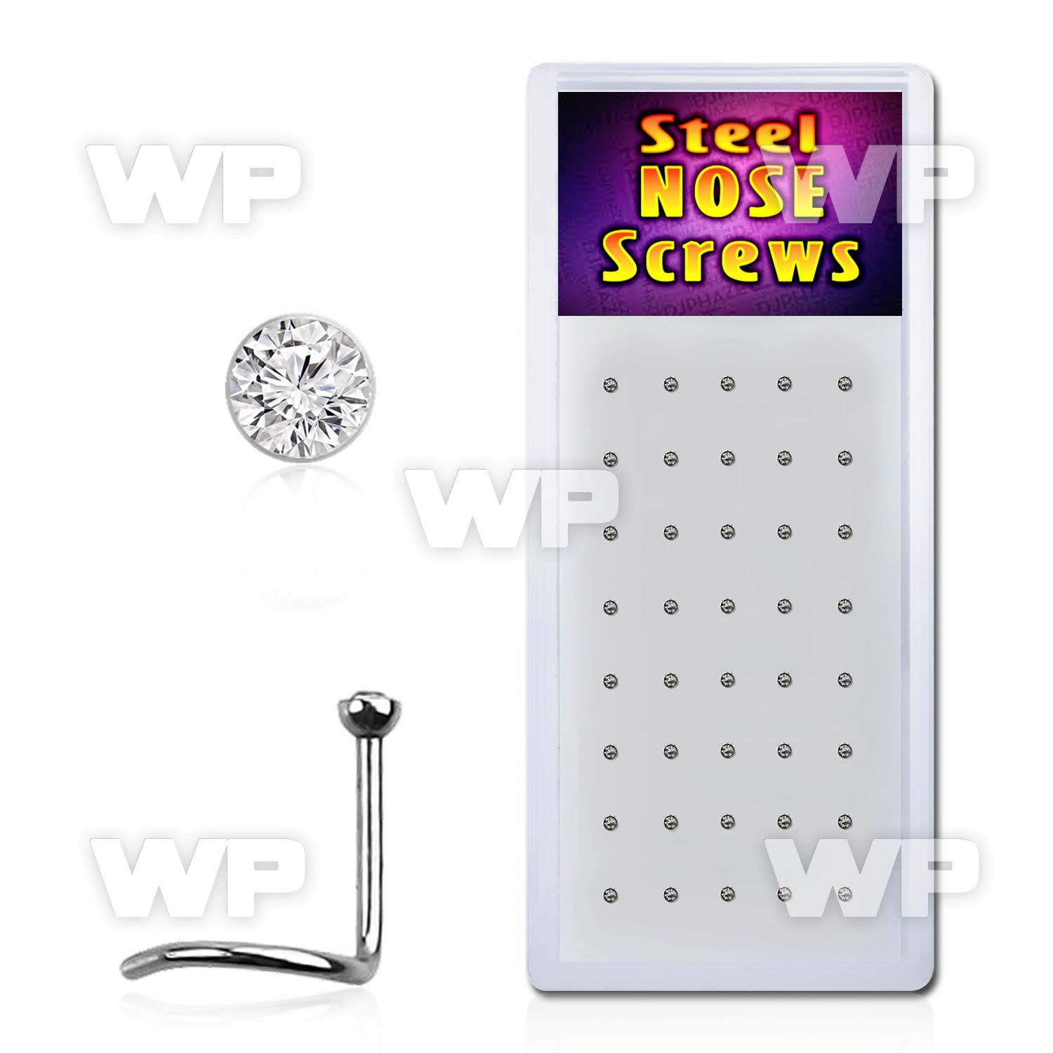 4f3epk box w surgical steel nose screw spirals 0 8mm 2mm round nose piercing