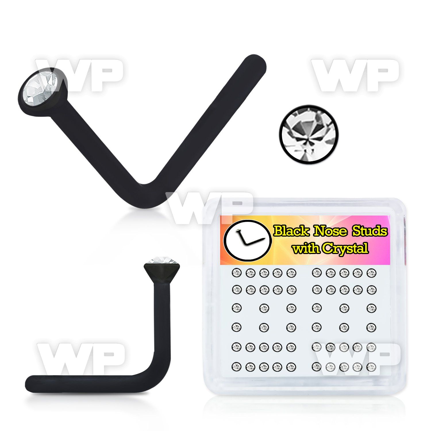 4f7k box of clear acrylic l shaped nose stud 0 8mm 1 5mm clea nose piercing