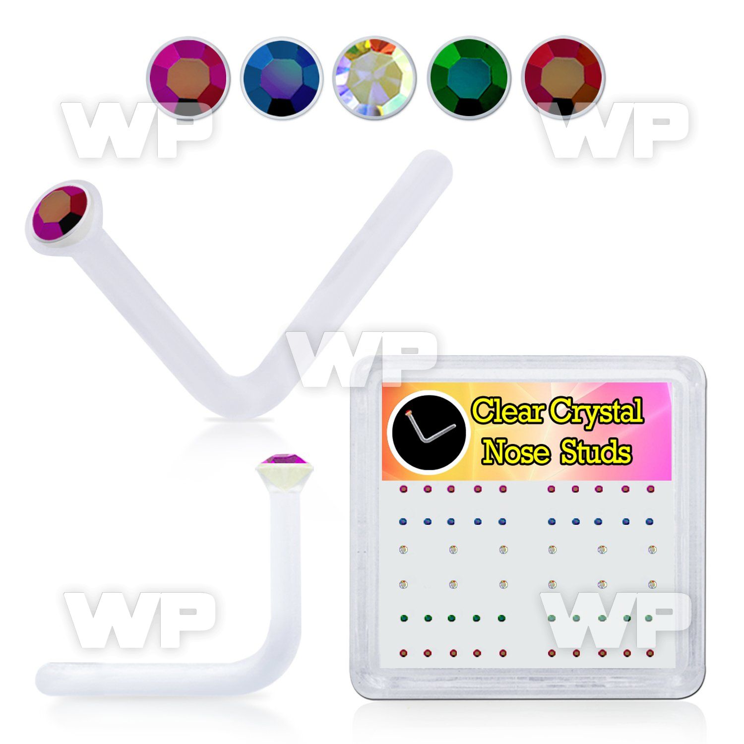 4f7kp box of clear acrylic l shaped nose studs 0 8mm 1 5mm rou nose piercing