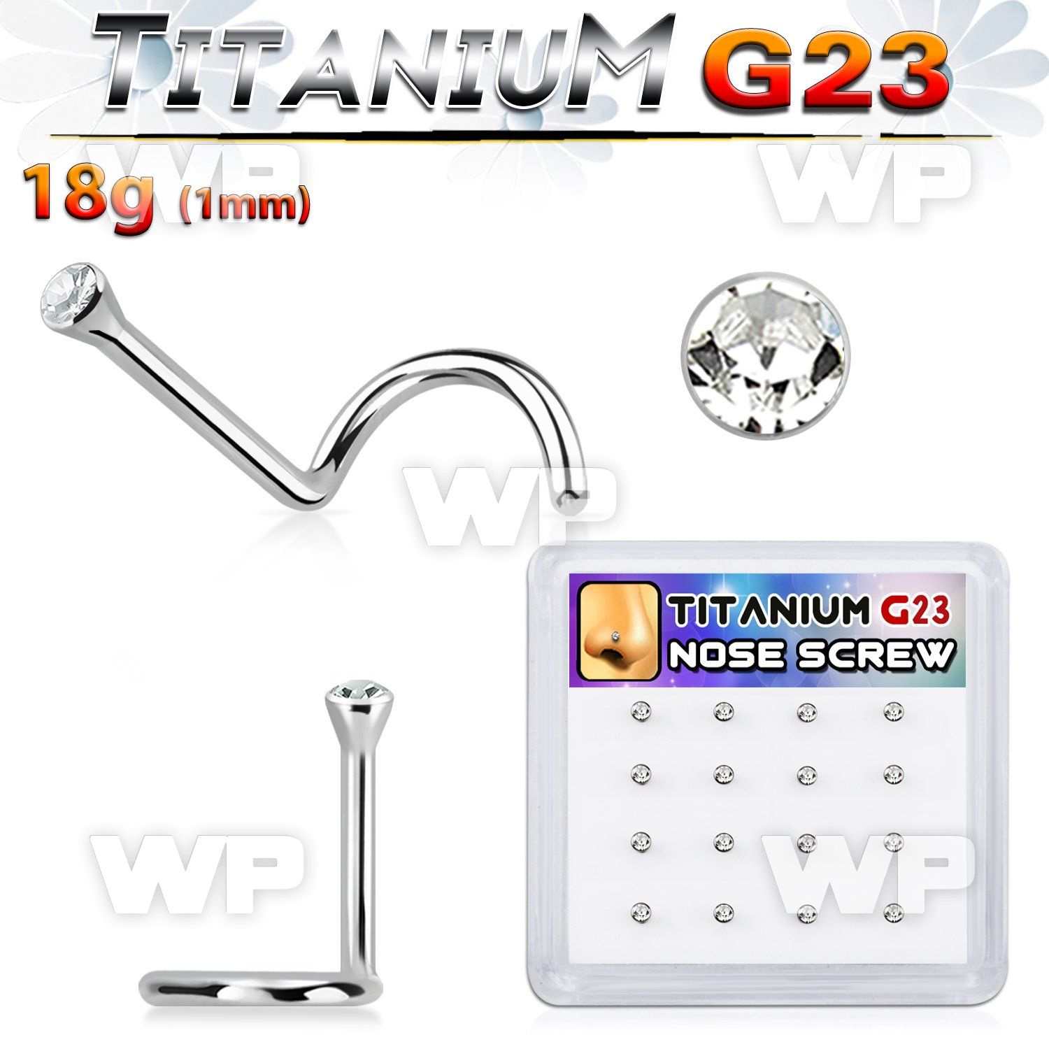 4fhu3e box w g23 titanium nose screw spirals 1mm press fit clea nose piercing